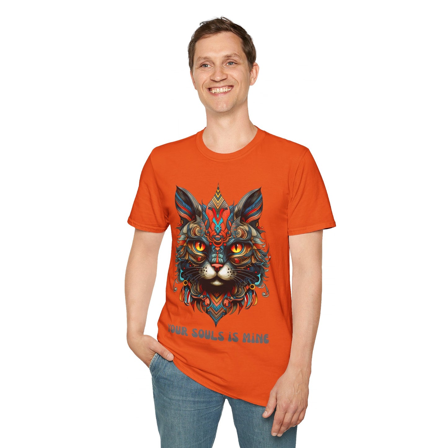 Your Soul is Mine Cat Lover's Unisex Tee Shirt, T-Shirt Cat Lovers Gift Softstyle T-Shirt Tee Teeshirt Stylized Exotic Cat