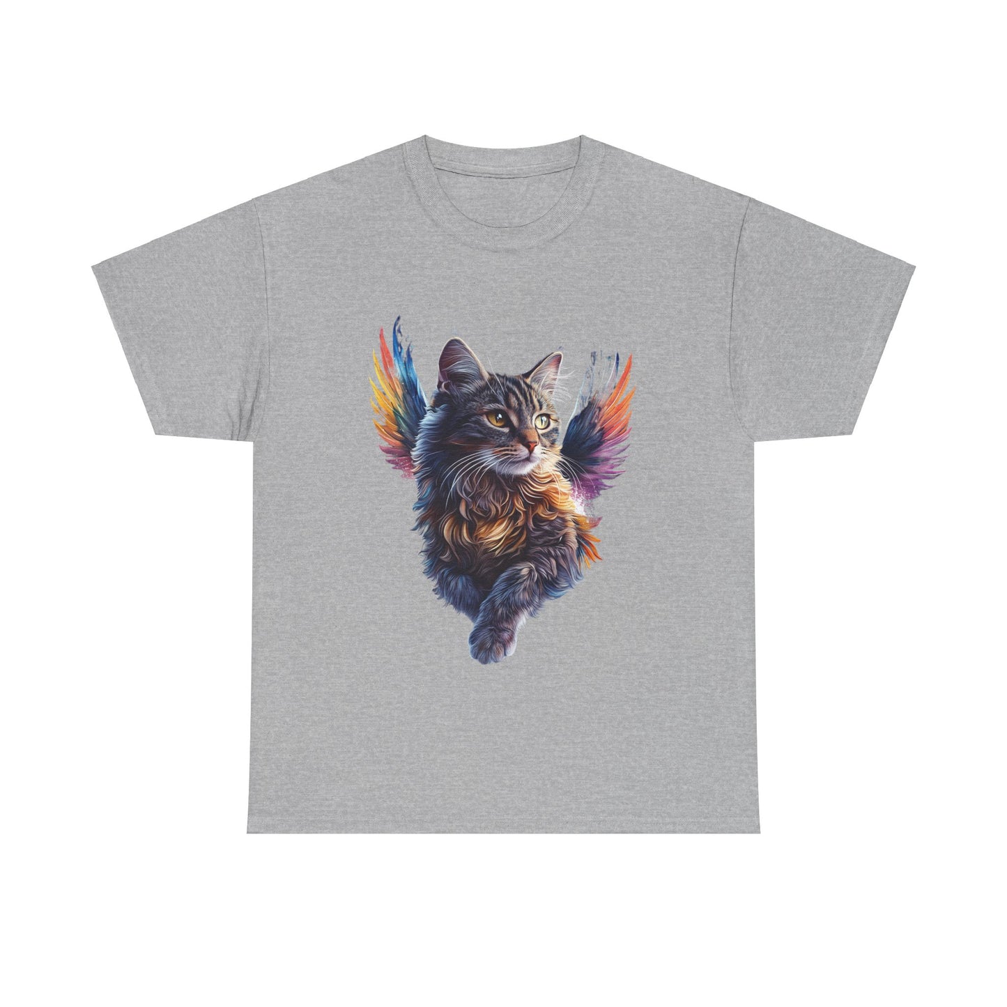 Angel Cat, Cat Memorial Cat with Angel Wings Graphic Tee- Cat Gift Unisex Heavy Cotton Tee T-Shirt