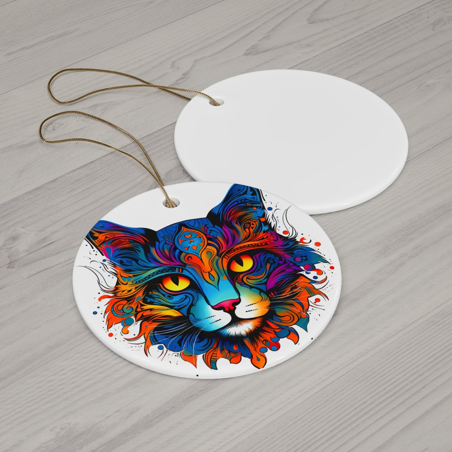Exotic Rainbow Color Cat,Cat Lovers, Cat Mom, Cat Dad, Cats Christmas Tree Gift, Christmas Ornament, Ceramic Cat Lovers Gift