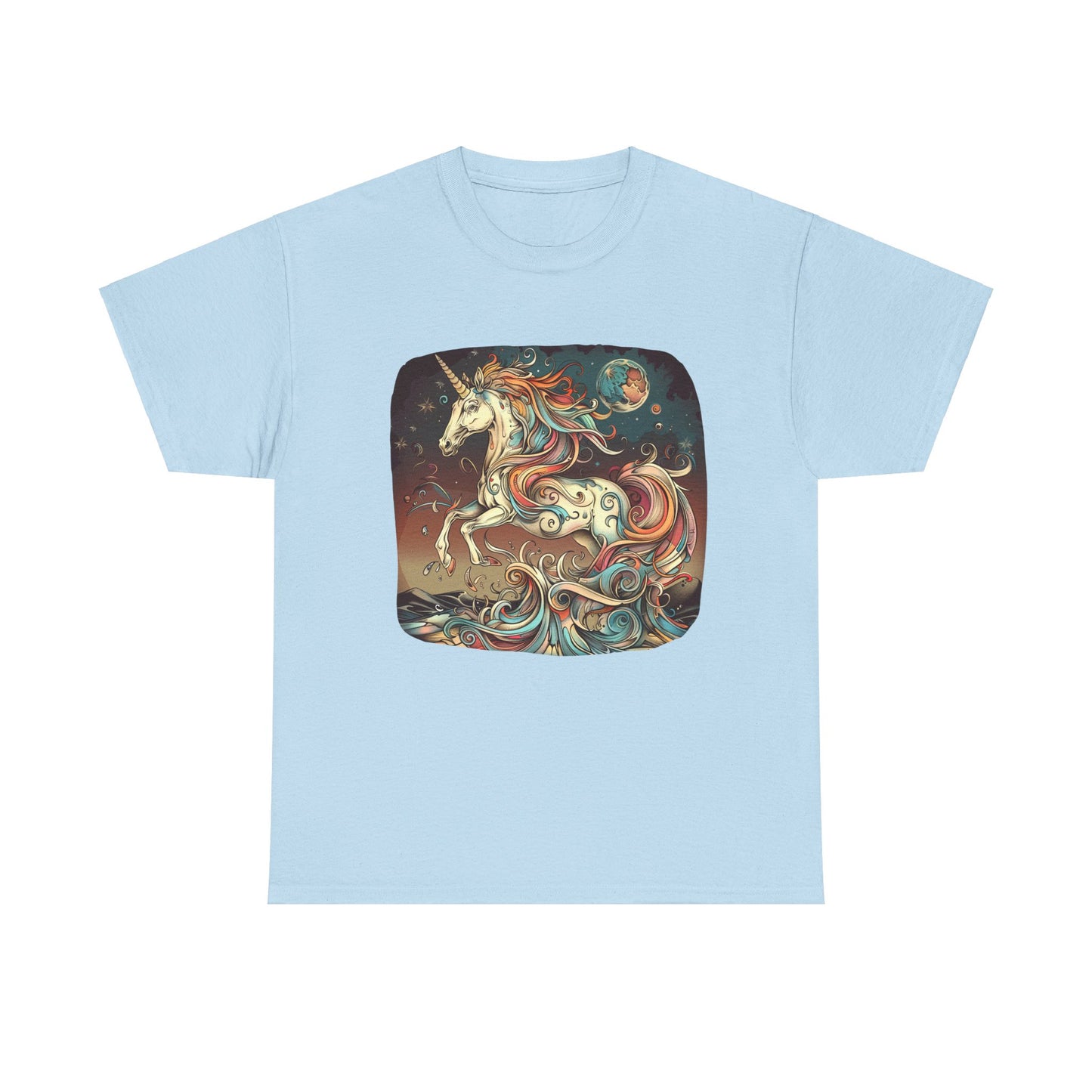 Beach Vibes Unicorn - Unicorn Lovers Graphic Tee Unisex Heavy Cotton Tee T-Shirt