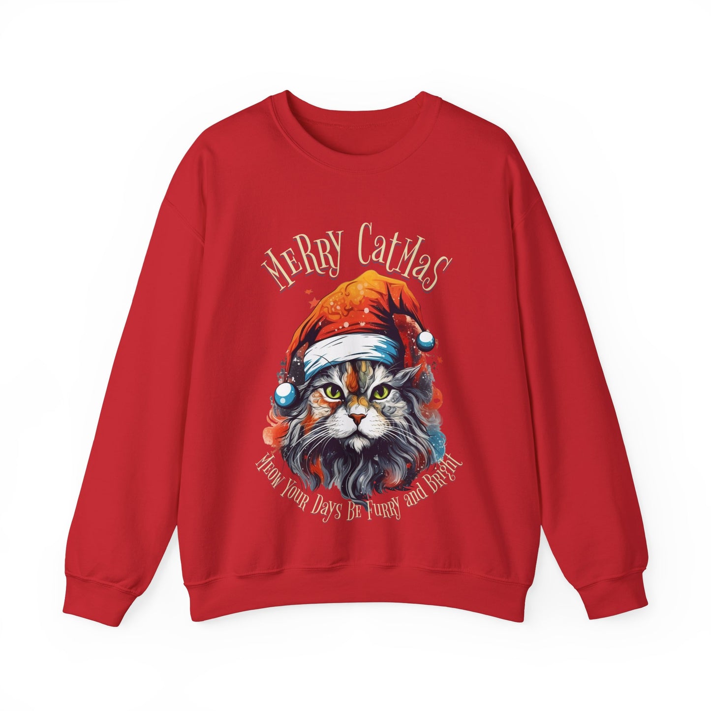 Merry Catmas Christmas Cat, Cat Lovers Gift, Kitty Cat Christmas Shirt Unisex Sweatshirt Sweat Shirt, Many Colors