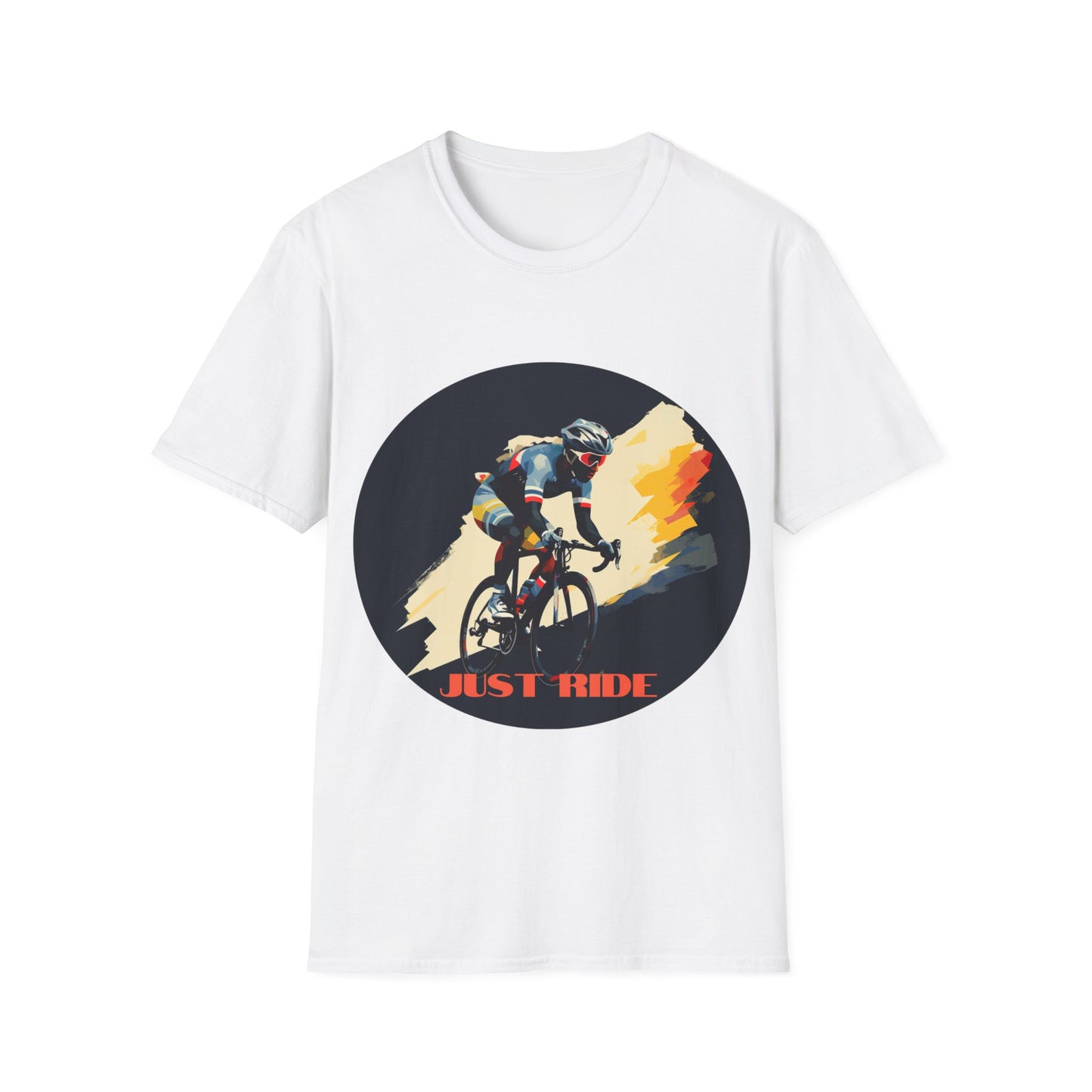 Just Ride - Cycle Bicycle Gift, T Shirt, Colorful Cycling Shirt Mens Woman's Unisex Shirt, Softstyle T-Shirt Tee Teeshirt
