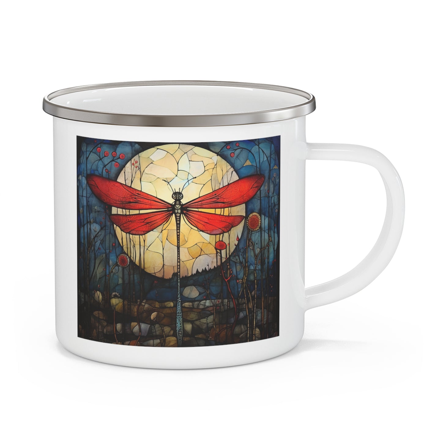 Dragonfly Enamel Camping Mug Dragonfly Gift, Dragonfly Lover's Gift
