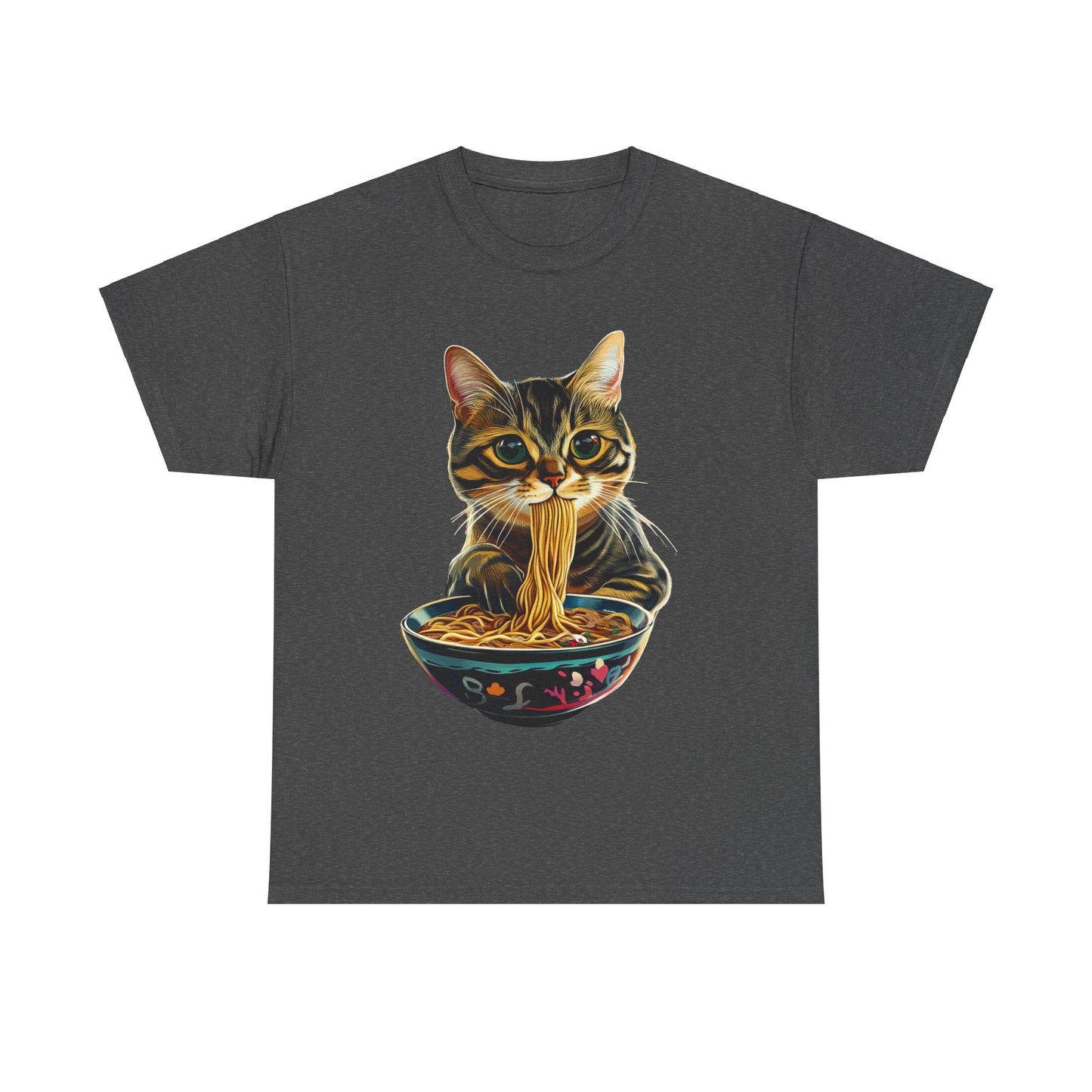 Ramen Cat (Ver 3) Cats and Ramen, Ramen Art Gift - Cute Cats Unisex Heavy Cotton Tee T-Shirt