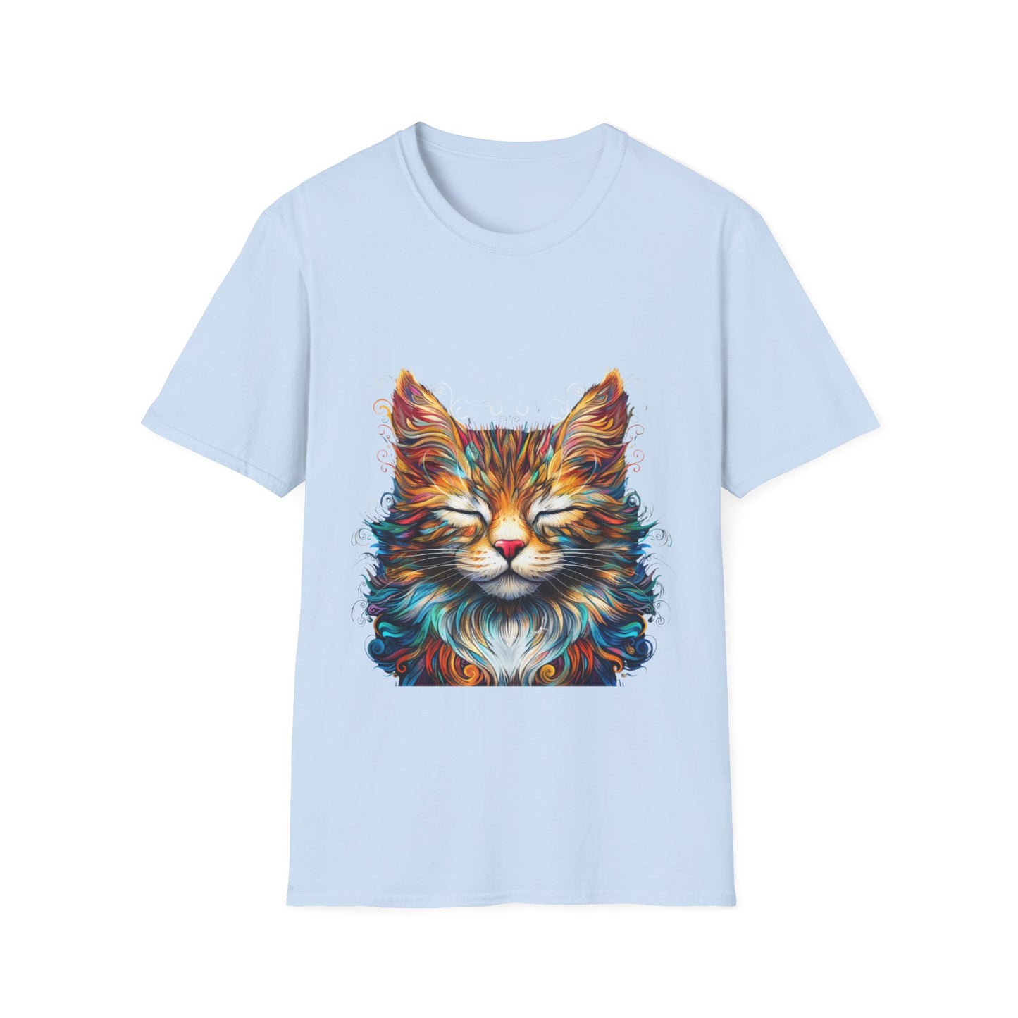 Chill Vibe Meditating Cat Shirt, Cat Lover's Graphic Tee Graphic Unisex T- Shirt, T-Shirt Cat Lovers Gift Softstyle T-Shirt Tee Teeshirt Stylized Cat
