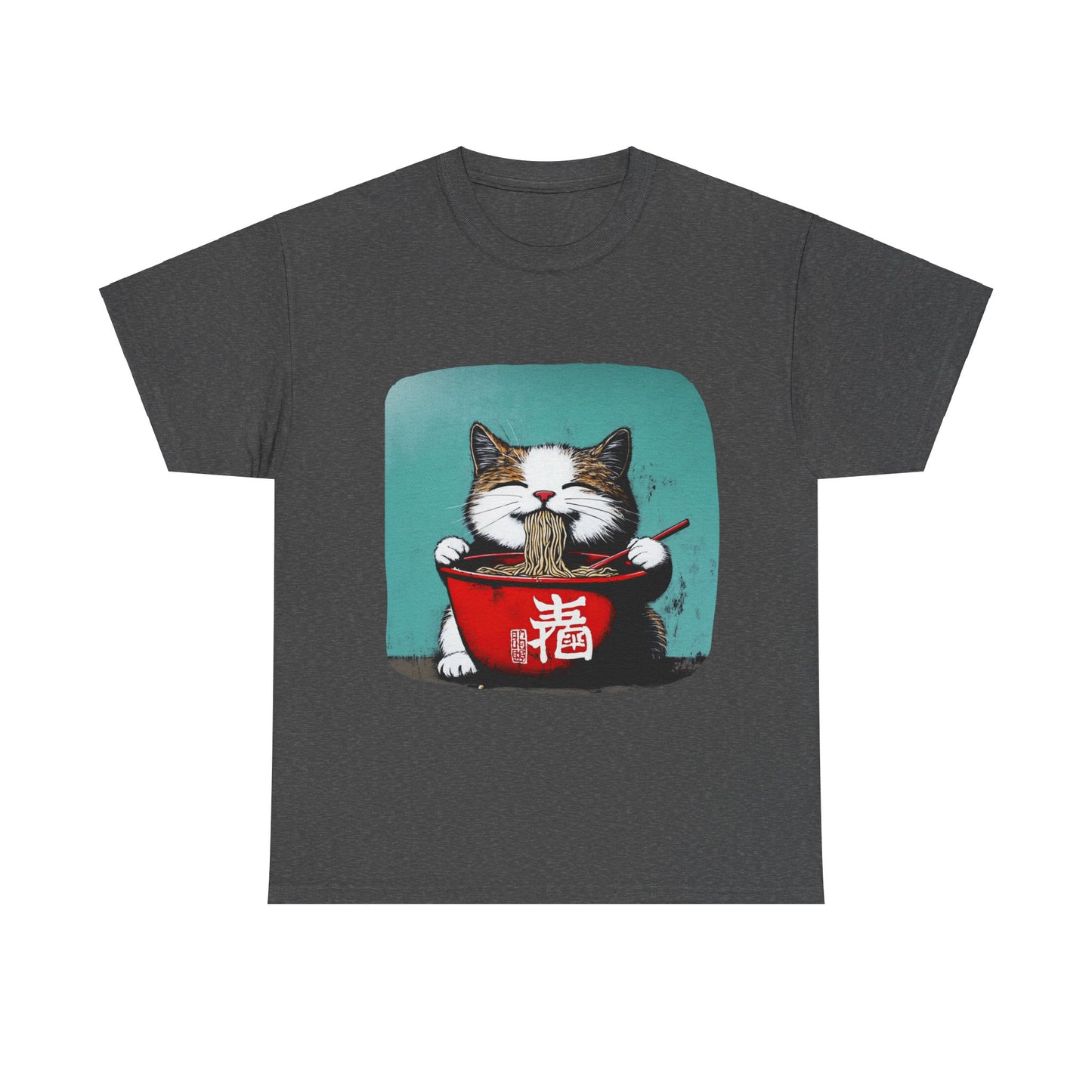 Ramen Cat, Cats and Ramen, Ramen Art Gift - Cute Cats Unisex Heavy Cotton Tee T-Shirt