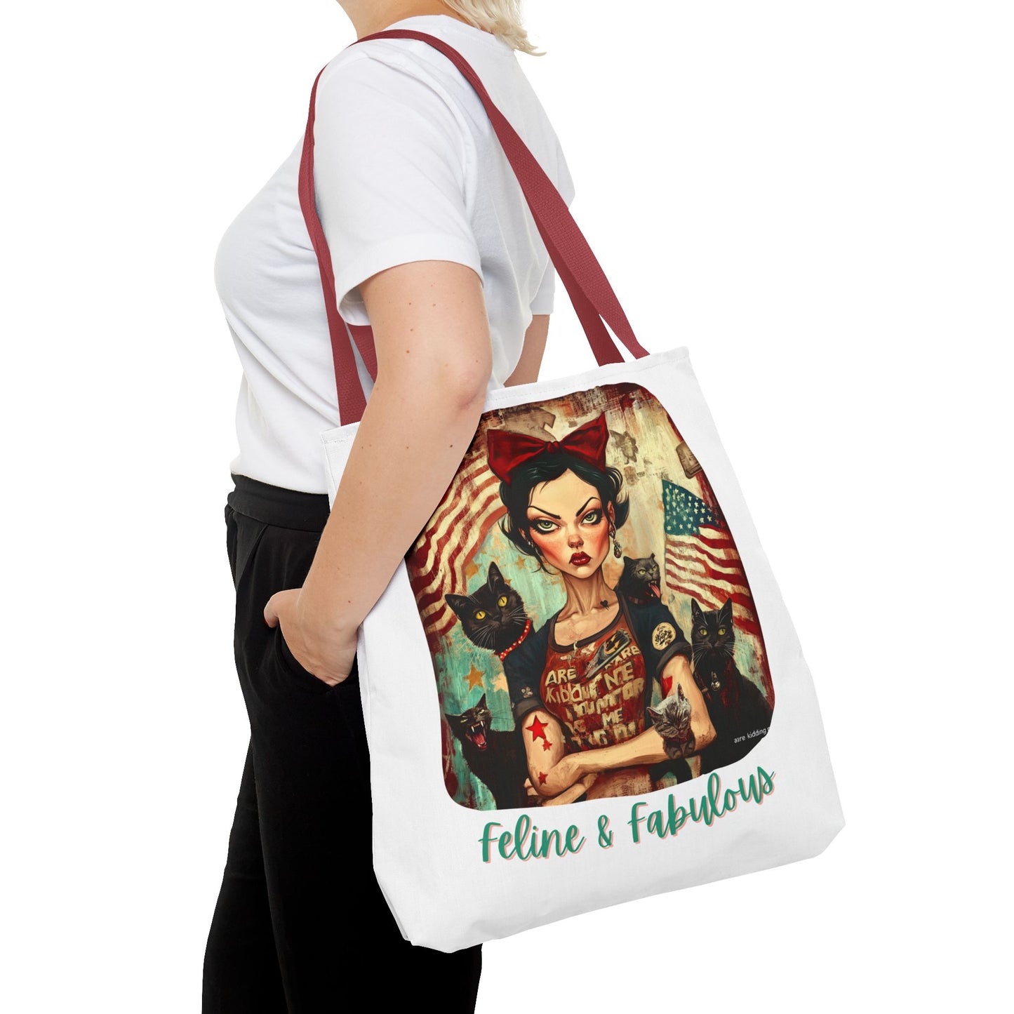 "Feline & Fabulous" Childless Cat Lady Bag - Childless Cat Lady Tote Bag (AOP)