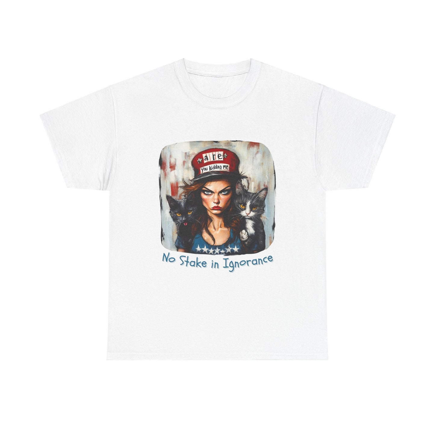 Childless Cat Lady Shirt - "No Stake in Ignorance" - , Say NO to Ignorance - Unisex Heavy Cotton Tee