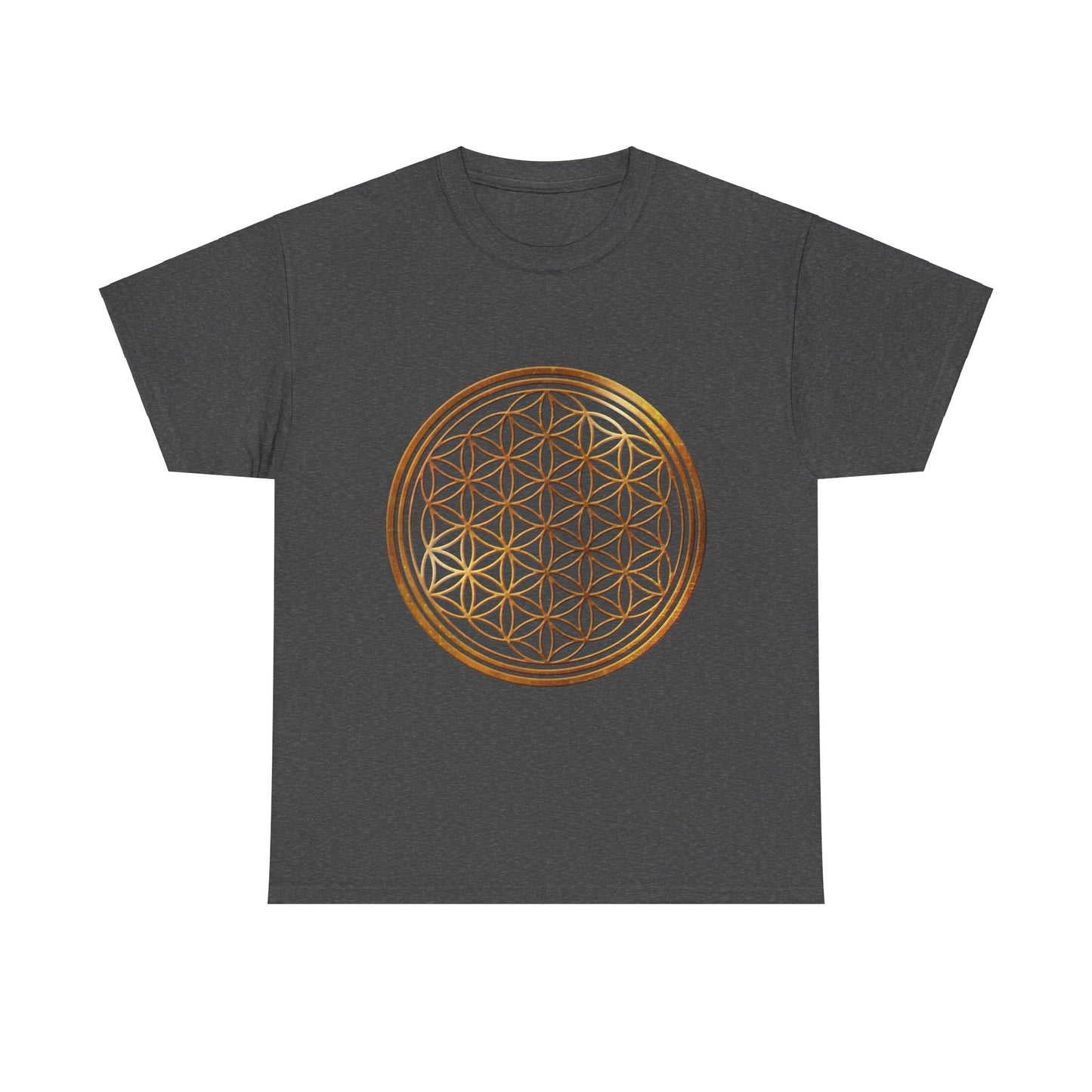 Flower of Life Sacred Geometry, (with shadow/highlight) Graphic Tee - Yoga, Zen, Hindu Gifts Heavy Cotton Graphic Tee T-Shirt