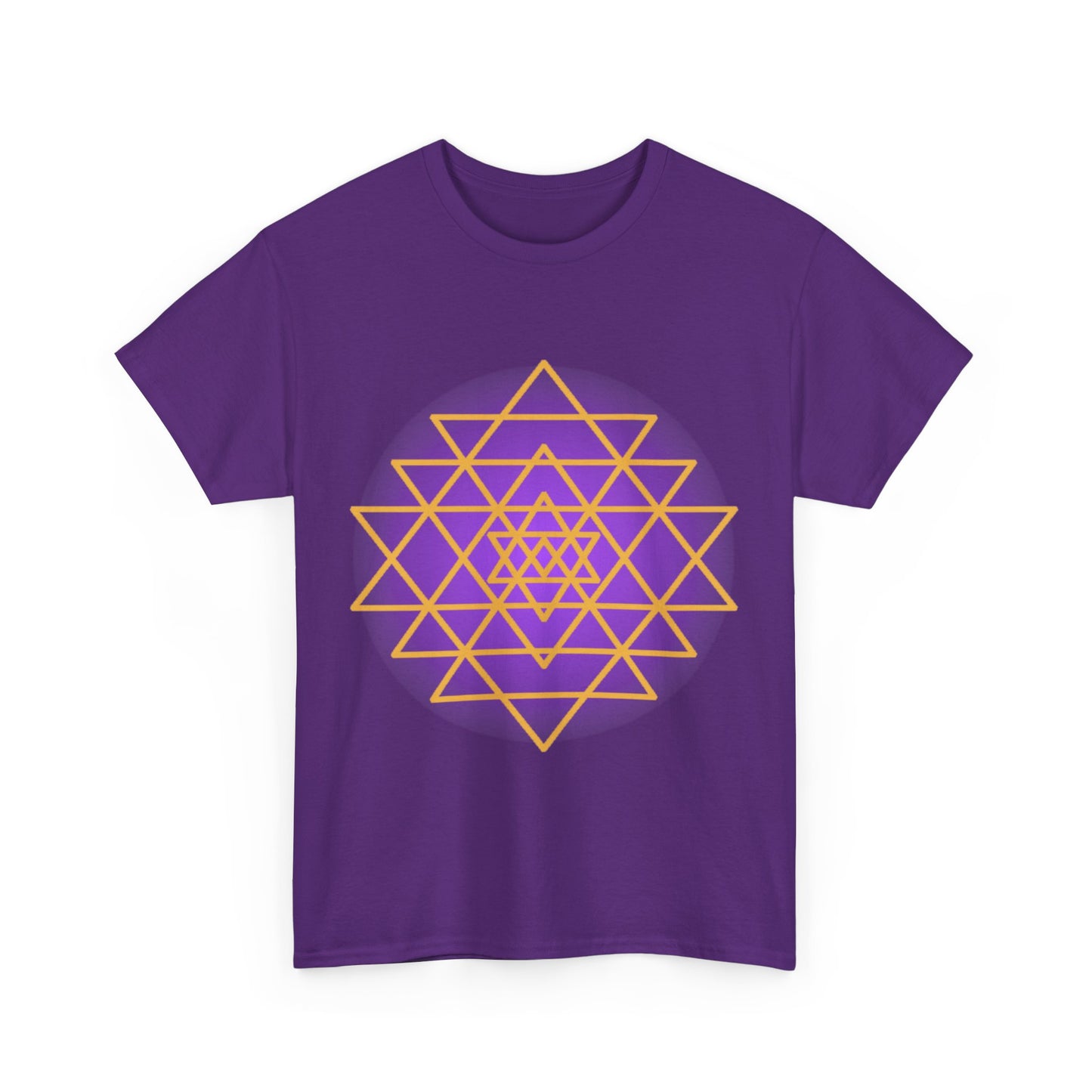 Sacred Geometry Sri Yantra, Purple Glow, Shree Yantra, Shri Chakra Nava Chakra Shirt - Graphic Tee - Yoga, Zen, Hindu Gifts Unisex Heavy Cotton Graphic Tee T-Shirt