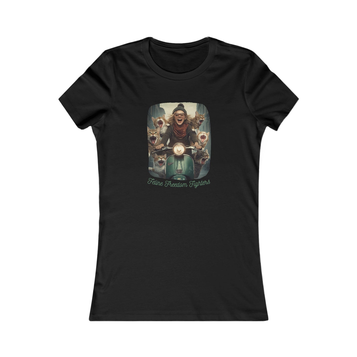Childless Cat Lady Shirt - "Feline Freedom Fighters" - T-shirt, Ladies Cut Graphic Tees