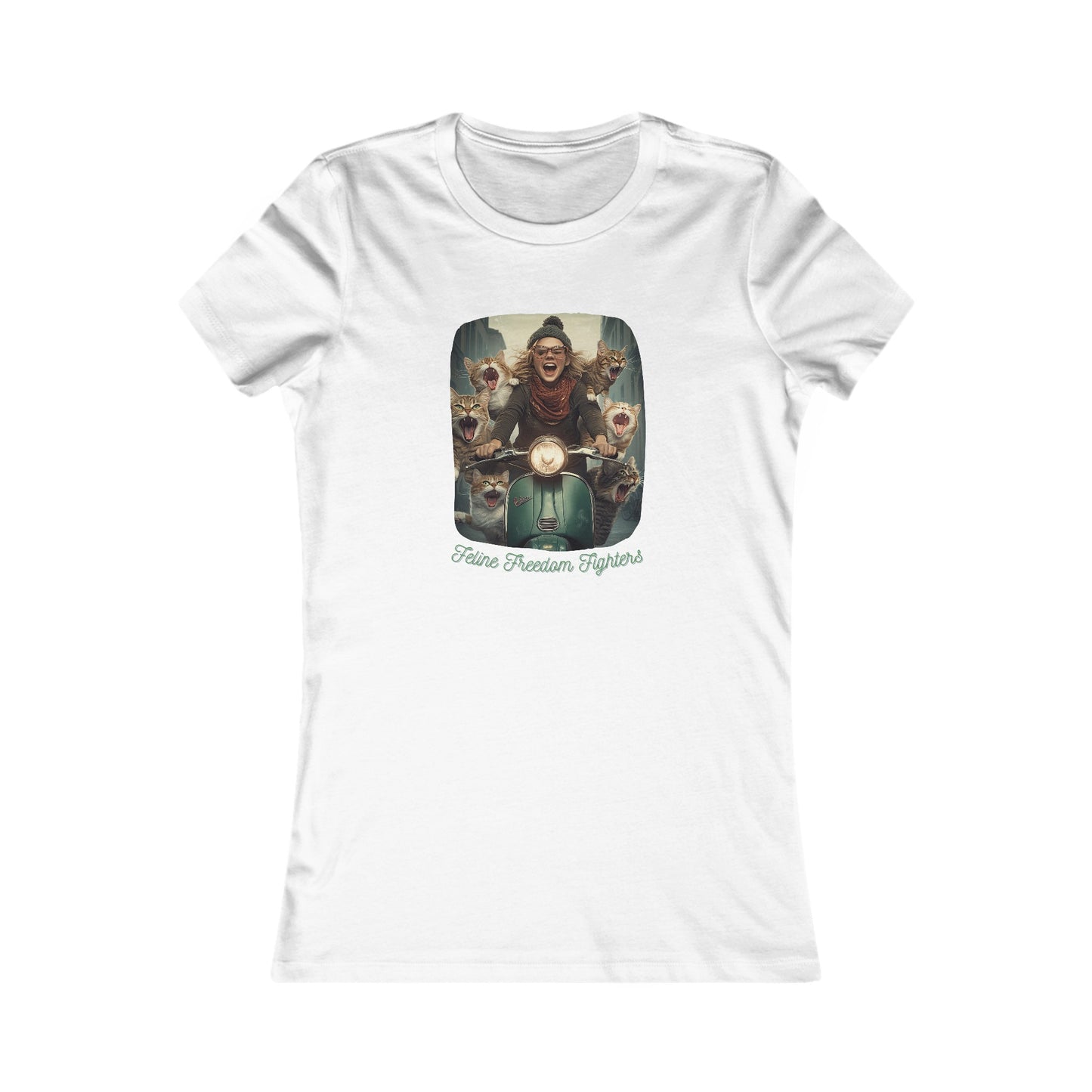 Childless Cat Lady Shirt - "Feline Freedom Fighters" - T-shirt, Ladies Cut Graphic Tees