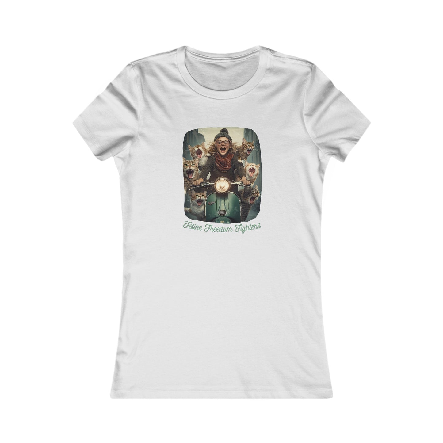 Childless Cat Lady Shirt - "Feline Freedom Fighters" - T-shirt, Ladies Cut Graphic Tees