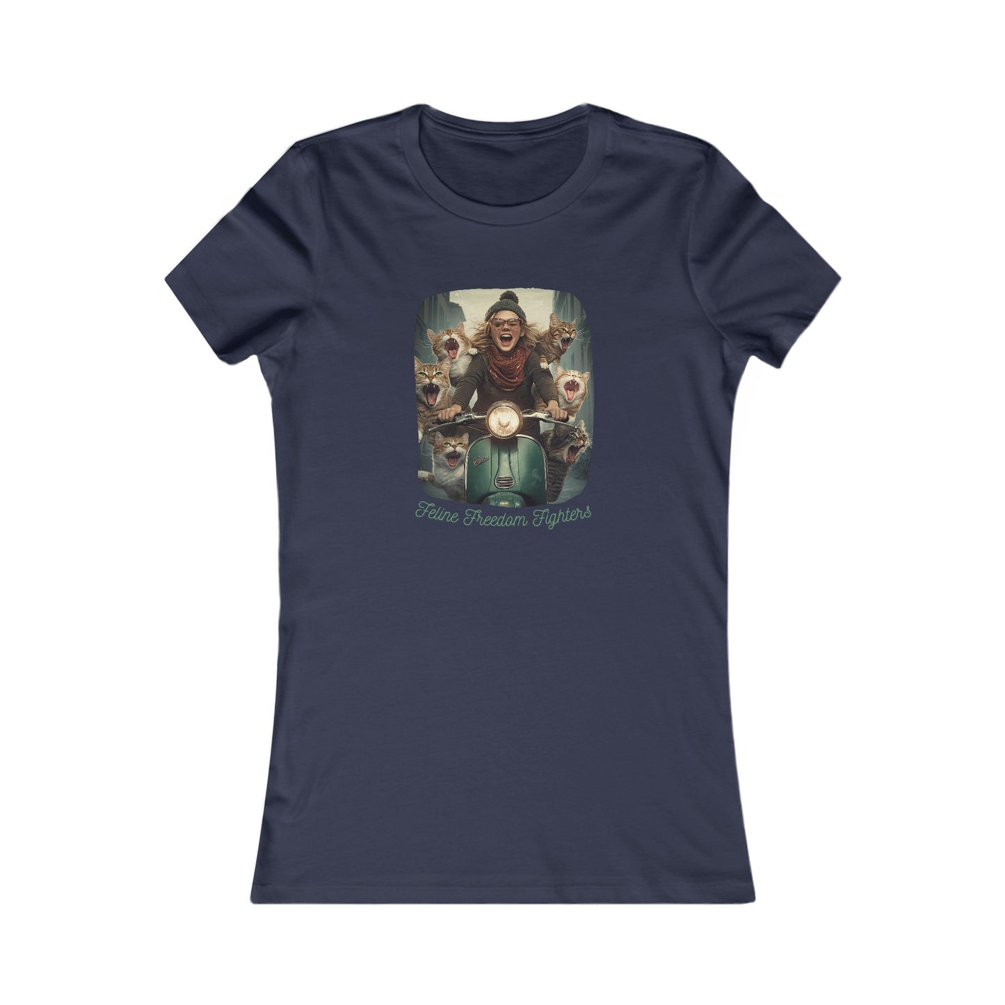 Childless Cat Lady Shirt - "Feline Freedom Fighters" - T-shirt, Ladies Cut Graphic Tees