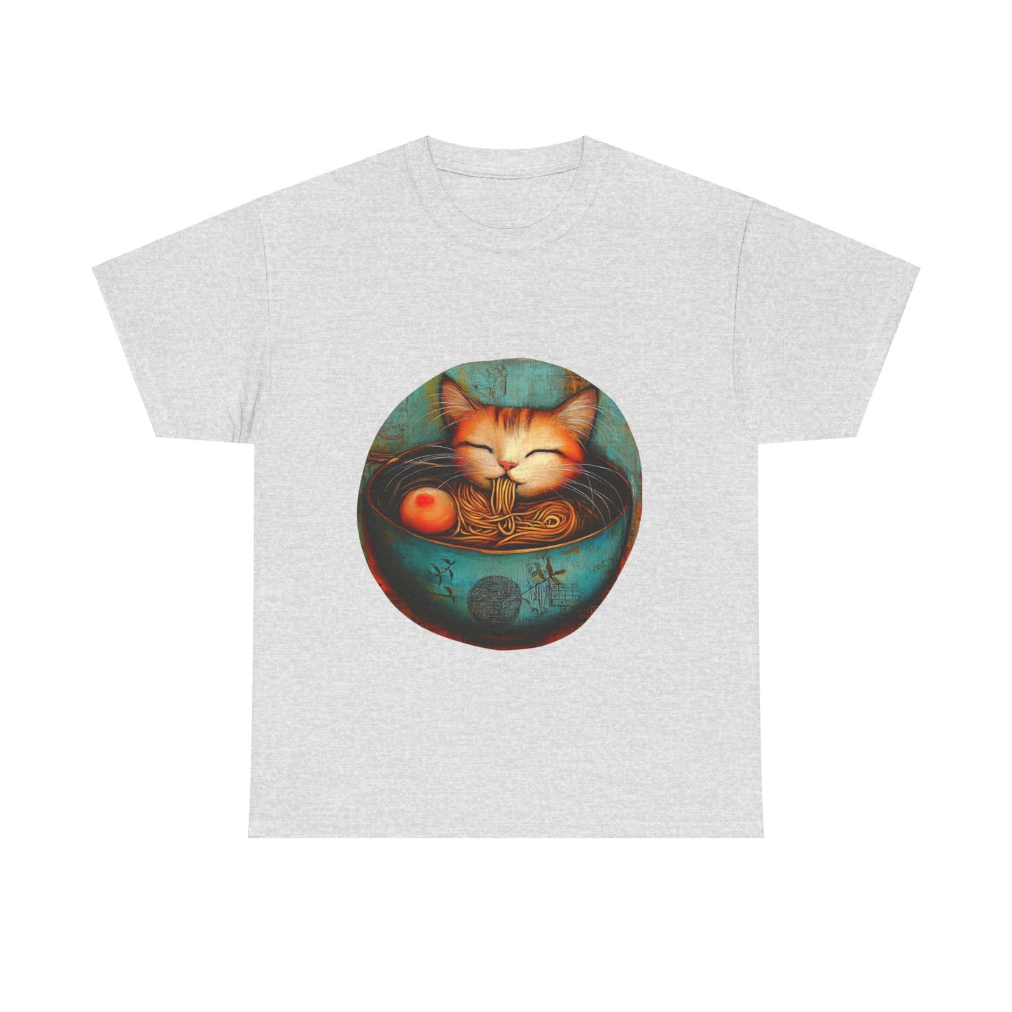 Ramen Cat (Ver 5), Cats and Ramen, Ramen Art Gift - Cute Cats Unisex Heavy Cotton Tee T-Shirt