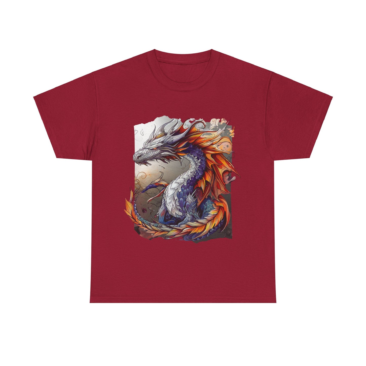 Purple Ancestor Dragon Graphic Tee - Dragon T-shirt - Dragon Lovers Unisex Heavy Cotton Tee T-Shirt