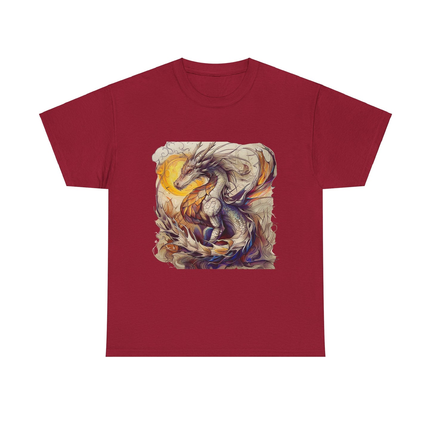 White Light Dragon Graphic Tee - Dragon T-shirt - Dragon Lovers Unisex Heavy Cotton Tee T-Shirt