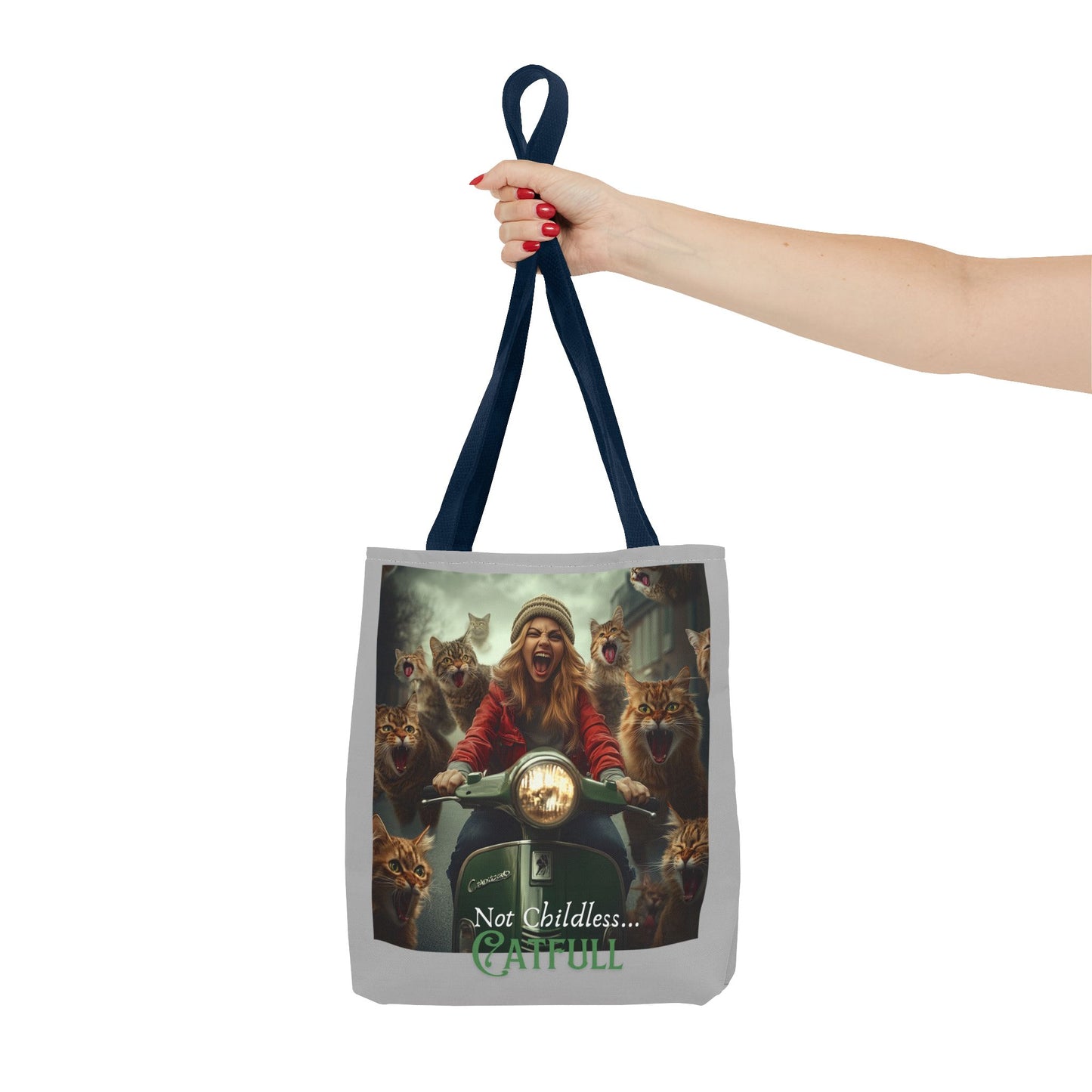 "Not Childless... Catfull" Cat Lady Tote Bag Childless Cat Lady Tote Bag (AOP)