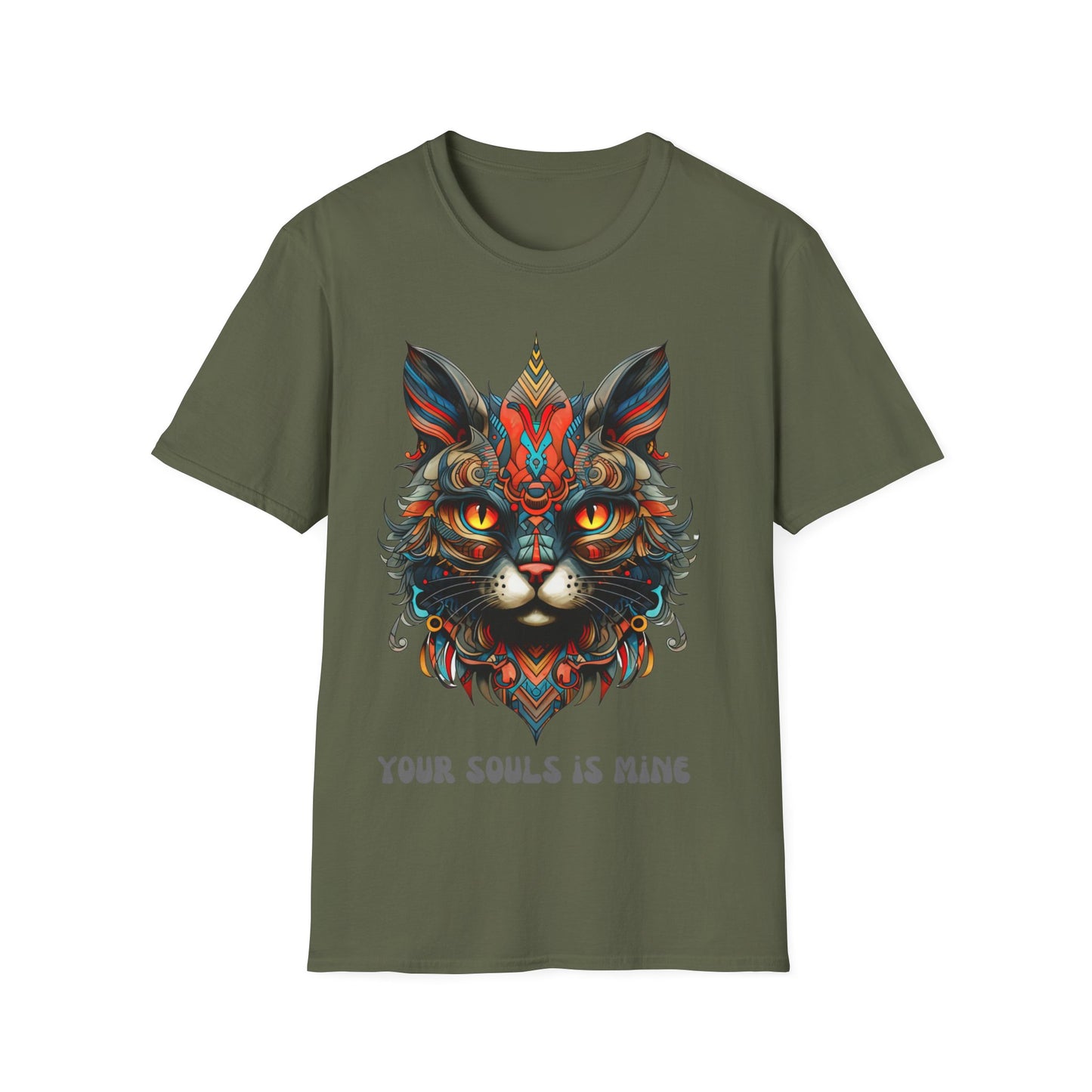 Your Soul is Mine Cat Lover's Unisex Tee Shirt, T-Shirt Cat Lovers Gift Softstyle T-Shirt Tee Teeshirt Stylized Exotic Cat