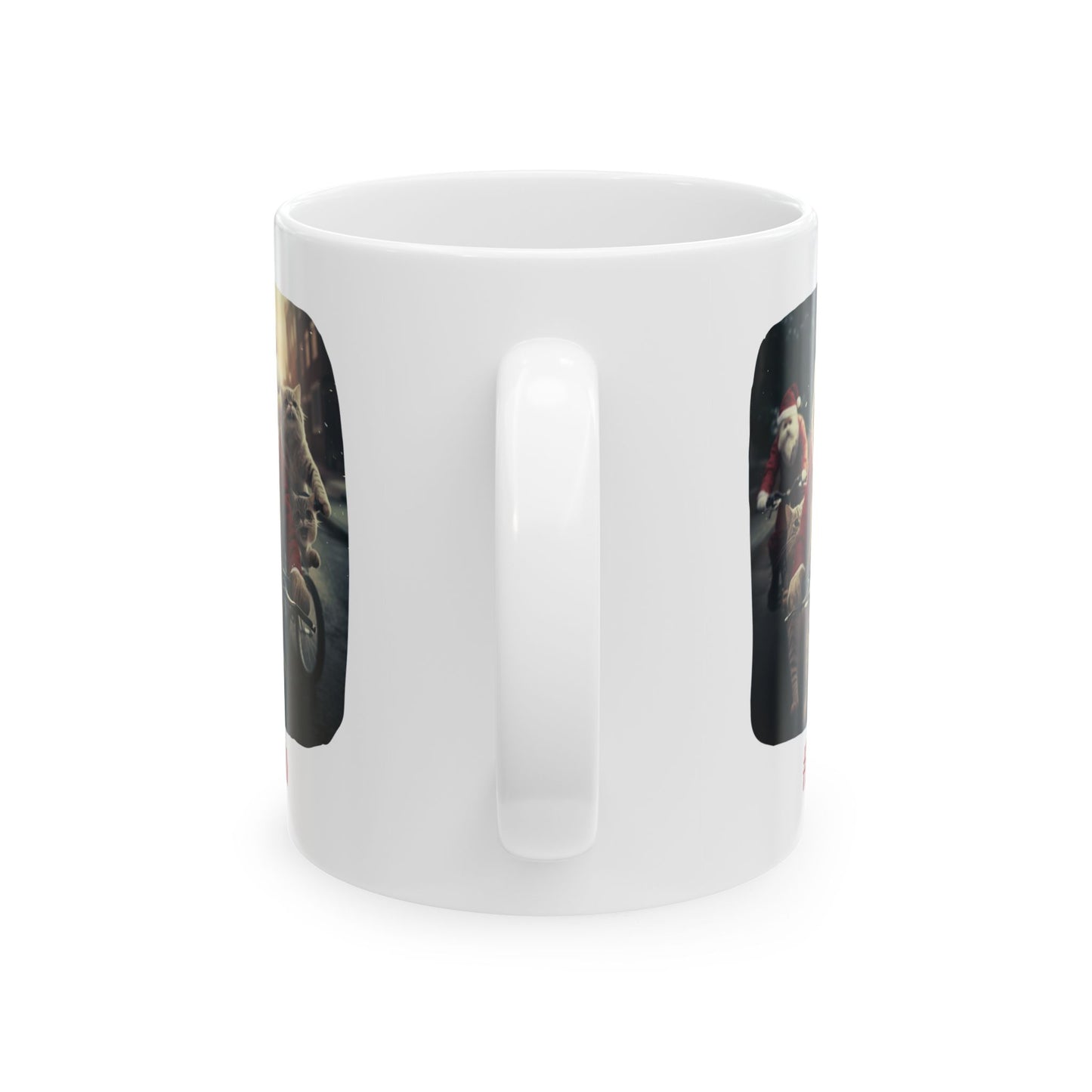 Cat - #1 Cat Dad Gift Mug, Printed Art, Cats on Bicycles, Cats on Cycles Style, Ceramic Mug 11oz Colorful, Bright and Cheery