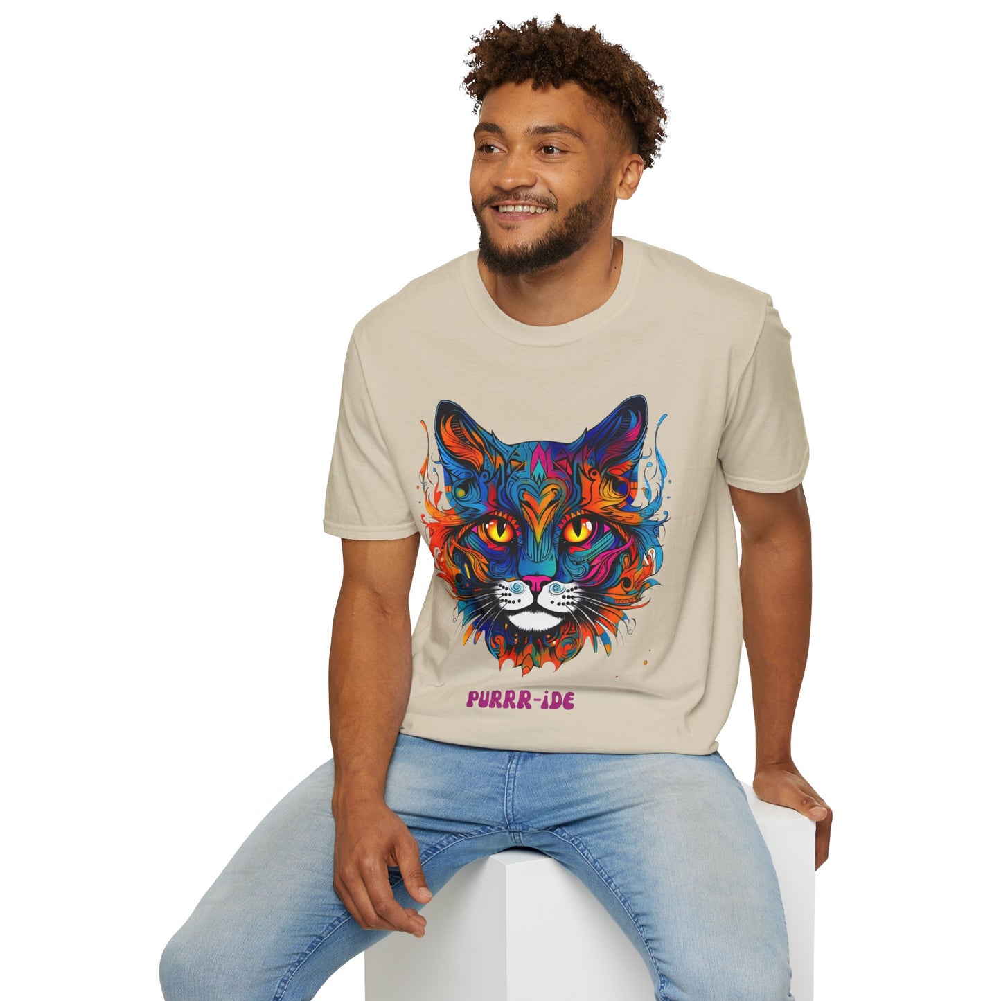 Pride - Purride Cat Shirt, Cat Lover's Christmas Gift Unisex Tee Shirt, T-Shirt Cat Lovers Gift Softstyle T-Shirt Tee Teeshirt LGBTQ+ Gift