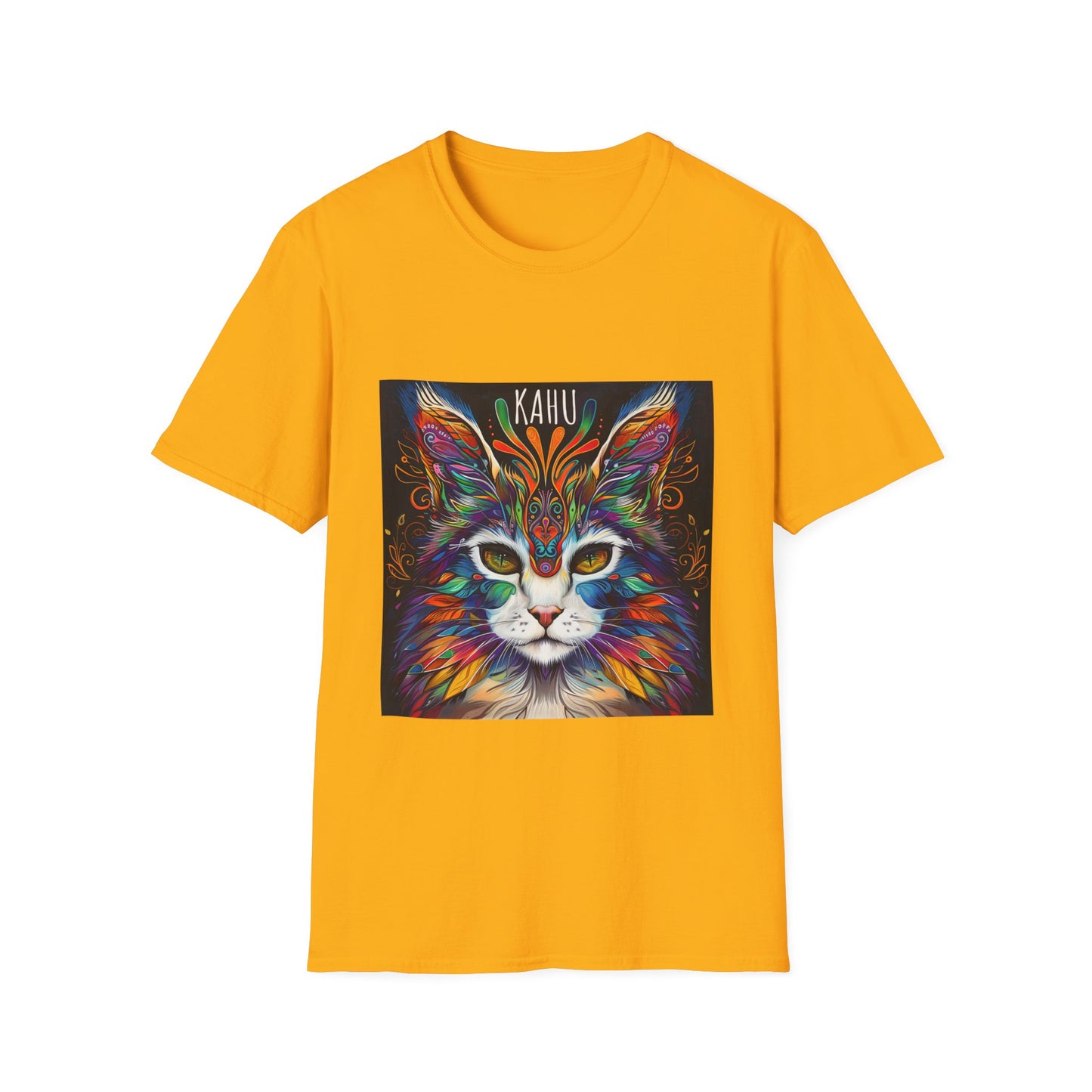 KAHU Cat Shirt, Cat Lover's Graphic Tee Graphic Unisex T- Shirt, T-Shirt Cat Lovers Gift Softstyle T-Shirt Tee Teeshirt Stylized Cat