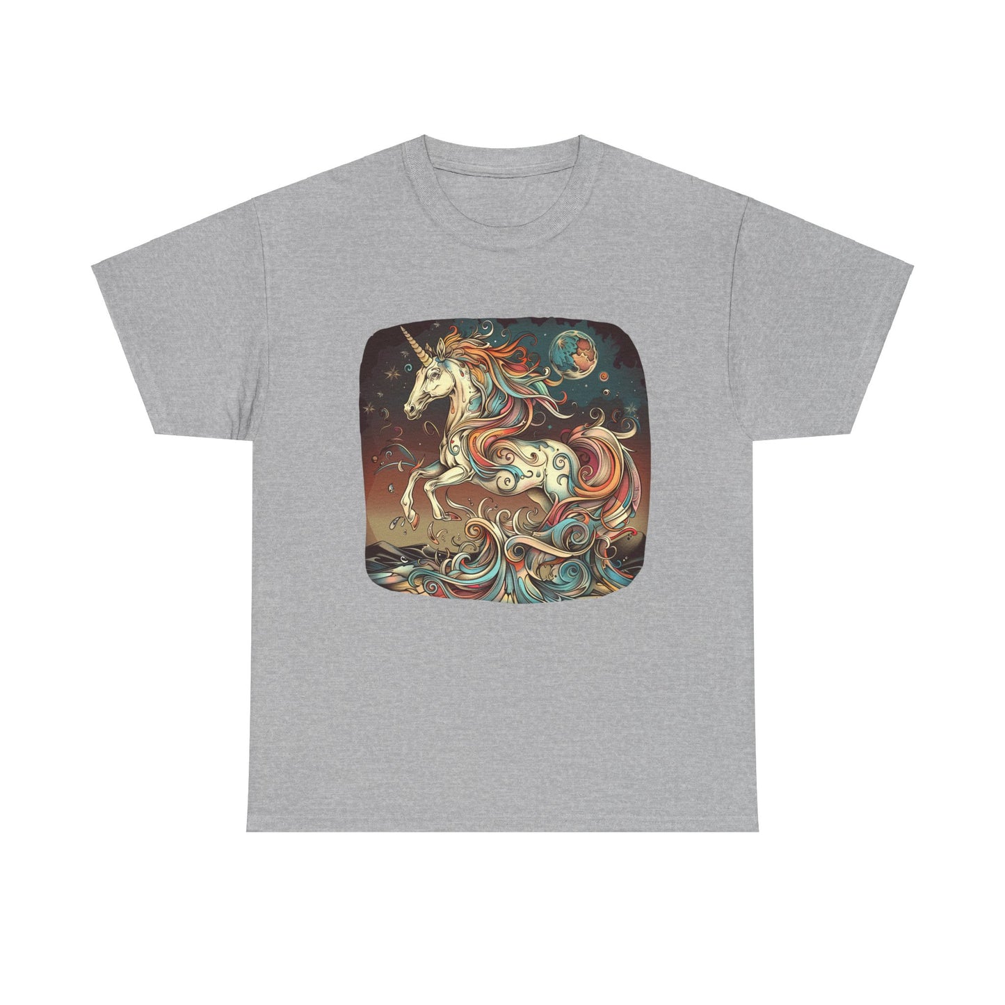 Beach Vibes Unicorn - Unicorn Lovers Graphic Tee Unisex Heavy Cotton Tee T-Shirt