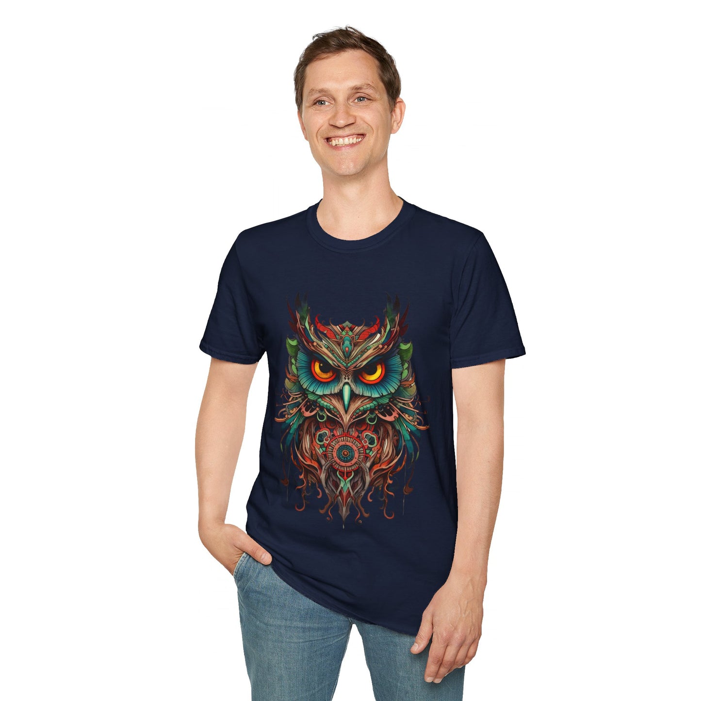 Jeweled Tone Owl, Owl Shirt, Barn Steampunk Owl Unisex Tee Shirt, T-Shirt Softstyle T-Shirt Tee Teeshirt