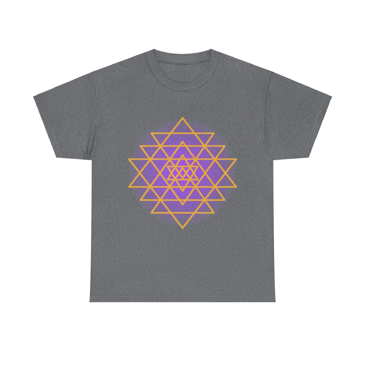 Sacred Geometry Sri Yantra, Purple Glow, Shree Yantra, Shri Chakra Nava Chakra Shirt - Graphic Tee - Yoga, Zen, Hindu Gifts Unisex Heavy Cotton Graphic Tee T-Shirt