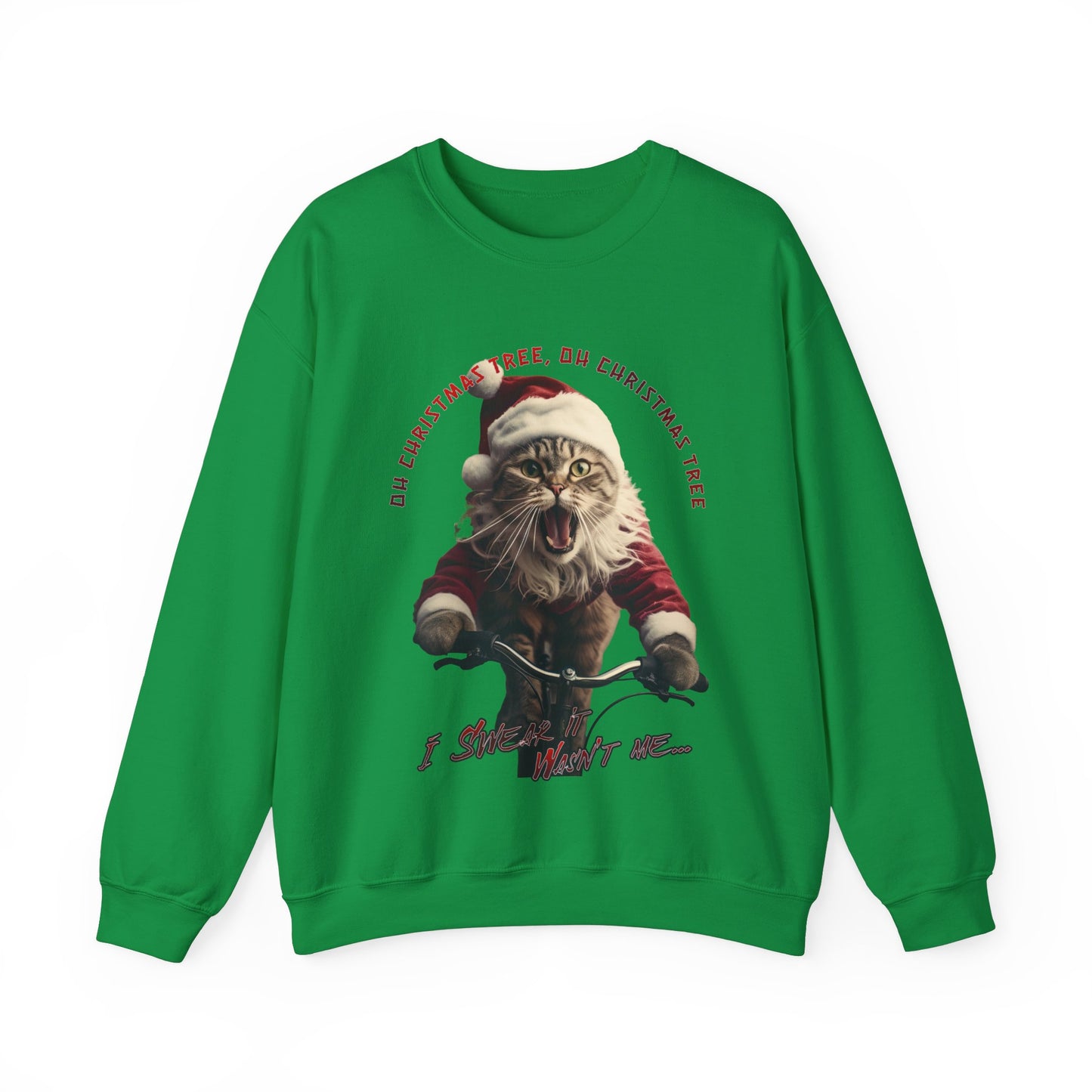 Christmas Cat, Cats on Bikes, Christmas Caroling Cats - Unisex Long Sleeve Jersey Cotton Shirt Mens Women's Cat Gift Oh Christmas Tree