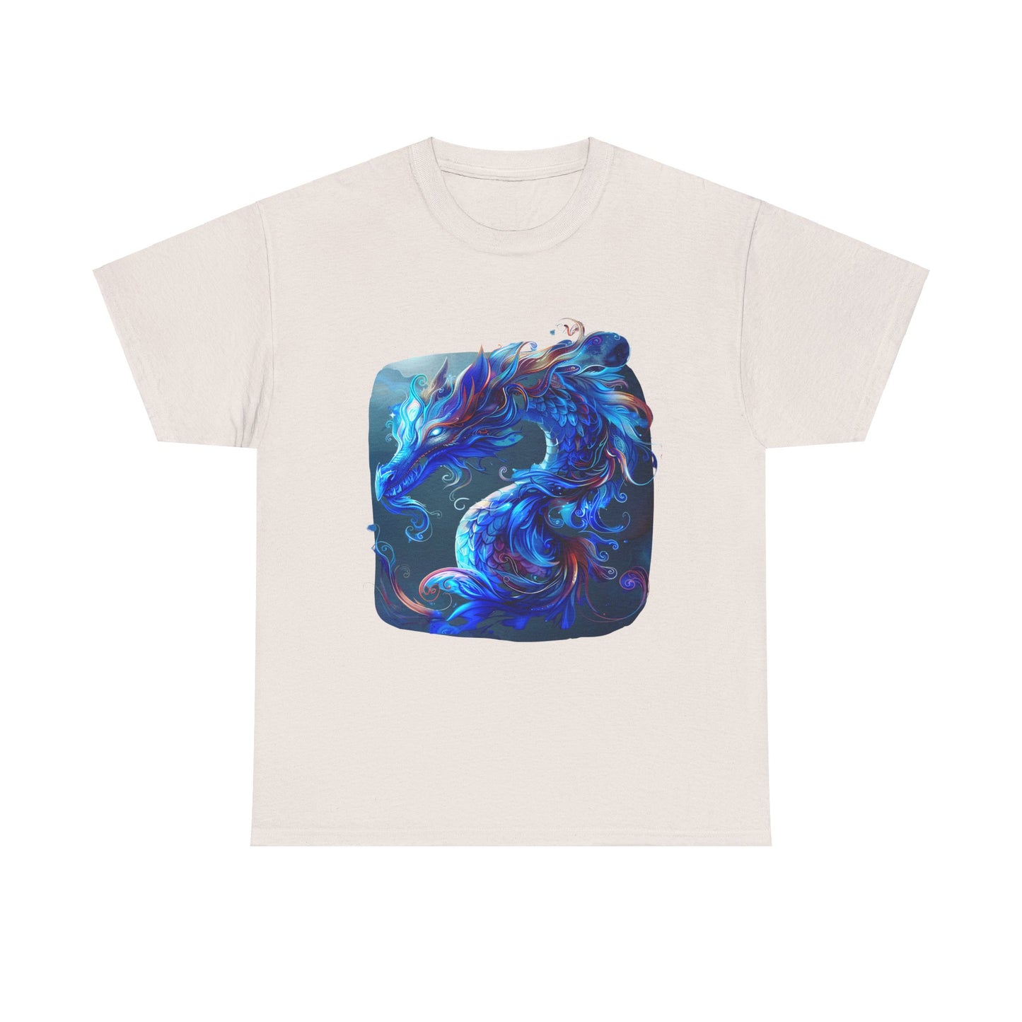 Blue Water Dragon Graphic Tee - Dragons T-shirt - Dragon Lovers Unisex Heavy Cotton Tee T-Shirt