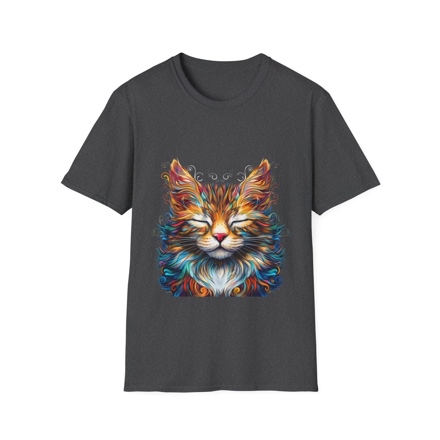 Chill Vibe Meditating Cat Shirt, Cat Lover's Graphic Tee Graphic Unisex T- Shirt, T-Shirt Cat Lovers Gift Softstyle T-Shirt Tee Teeshirt Stylized Cat