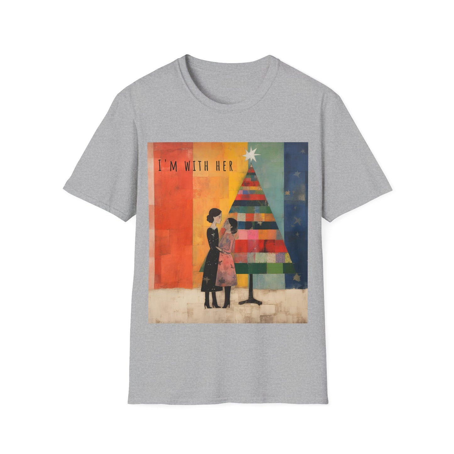 Pride Xmas - "I'm With Her" - Lesbian LGBTQ Christmas Pride Shirt Unisex Softstyle Teeshirt, T-Shirt, Gay Pride Gift, Many Colors