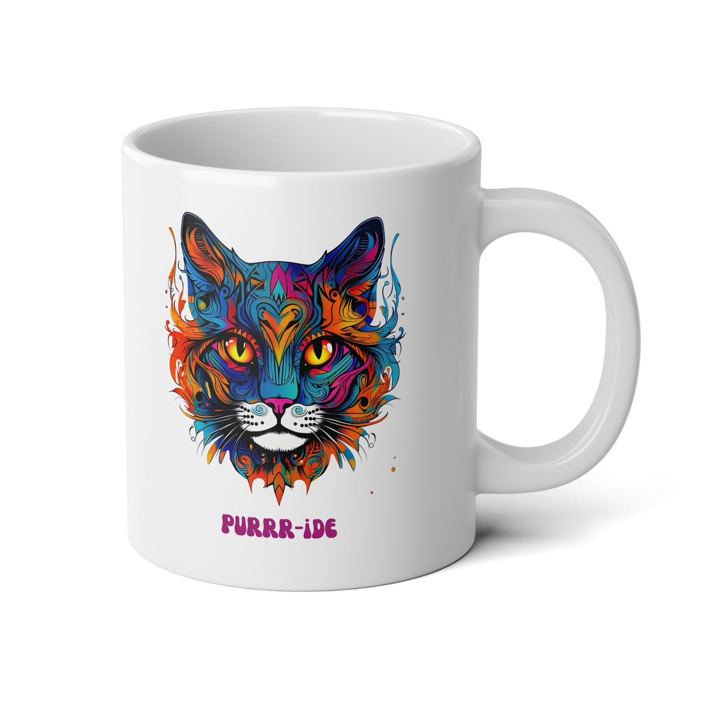 Purr-ide Pride Cat, LGBTQ+ Christmas Gift Mug, Jumbo 20 oz Mug XL Size Mug- Exotic Pride Cat Gift