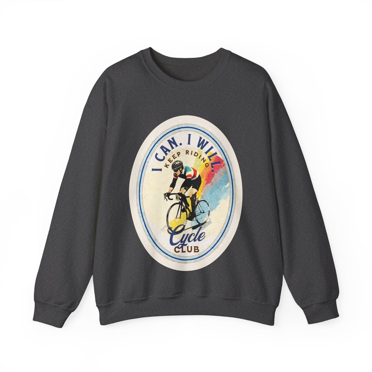 Cycle Club. I Can I Will Bicycle Gift Cycling Lovers Gift - Inspirational Unisex Long Sleeve Jersey Cotton Shirt Mens Women's Sweatshirt Sweat Shirt