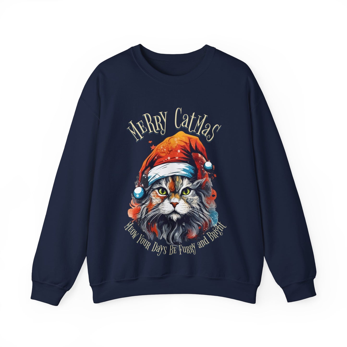 Merry Catmas Christmas Cat, Cat Lovers Gift, Kitty Cat Christmas Shirt Unisex Sweatshirt Sweat Shirt, Many Colors