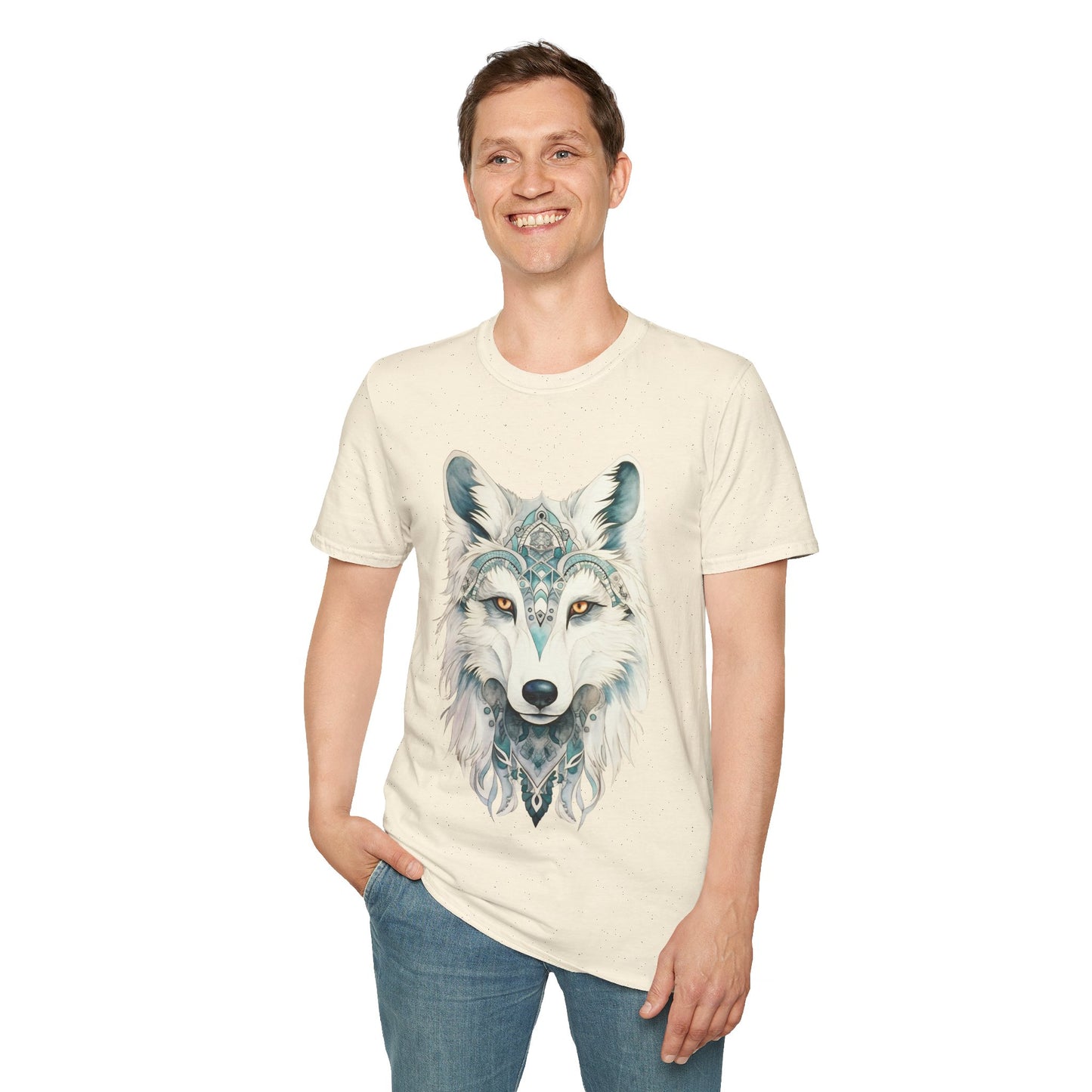 Snow Wolf, White Wolf Shirt, Lone Wolf Gift Unisex Tee Shirt, T-Shirt Wolf Totem Spirit Medicine Softstyle T-Shirt Tee Teeshirt