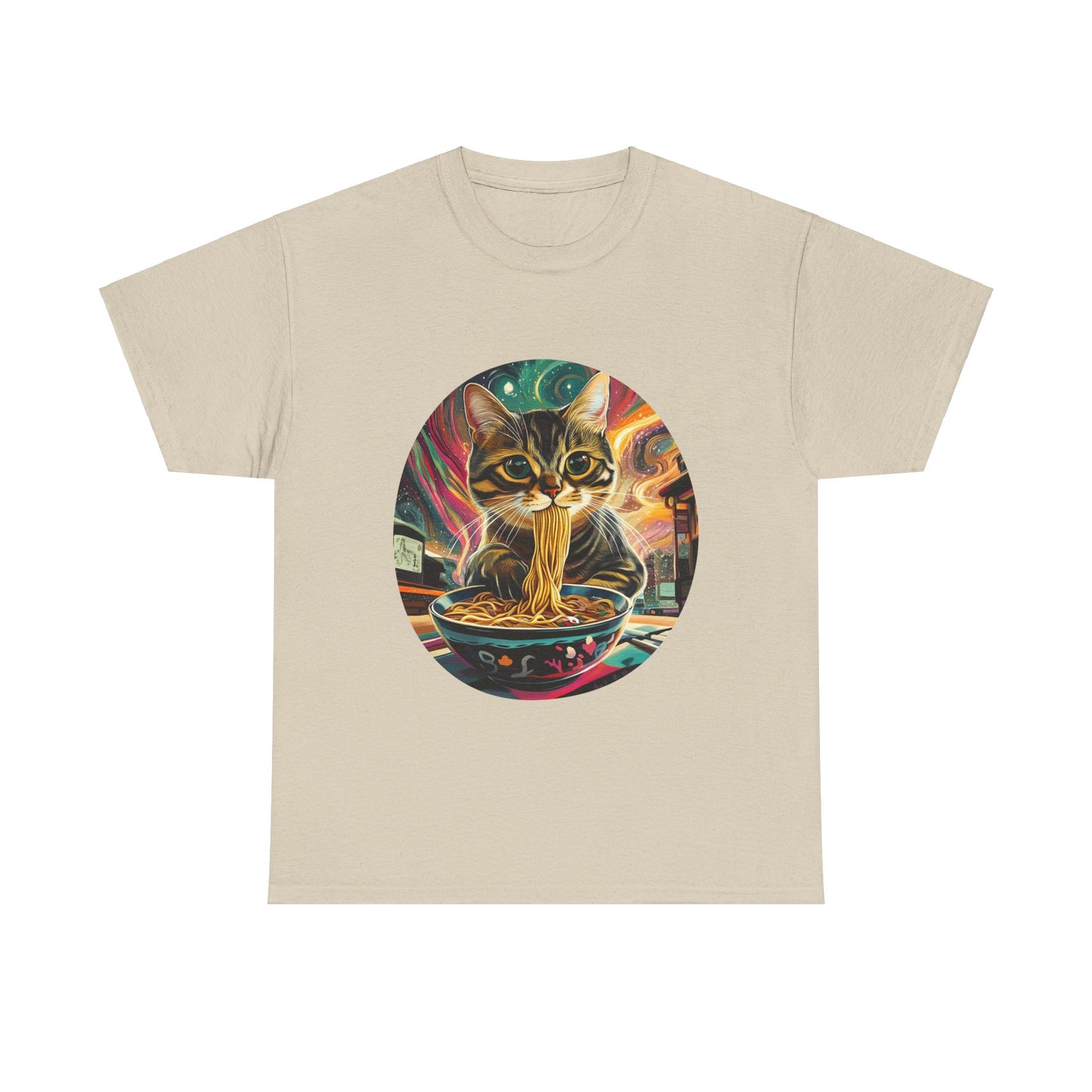 Ramen Cat (Ver 6), Cats and Ramen, Ramen Art Gift - Cute Cats Unisex Heavy Cotton Tee T-Shirt