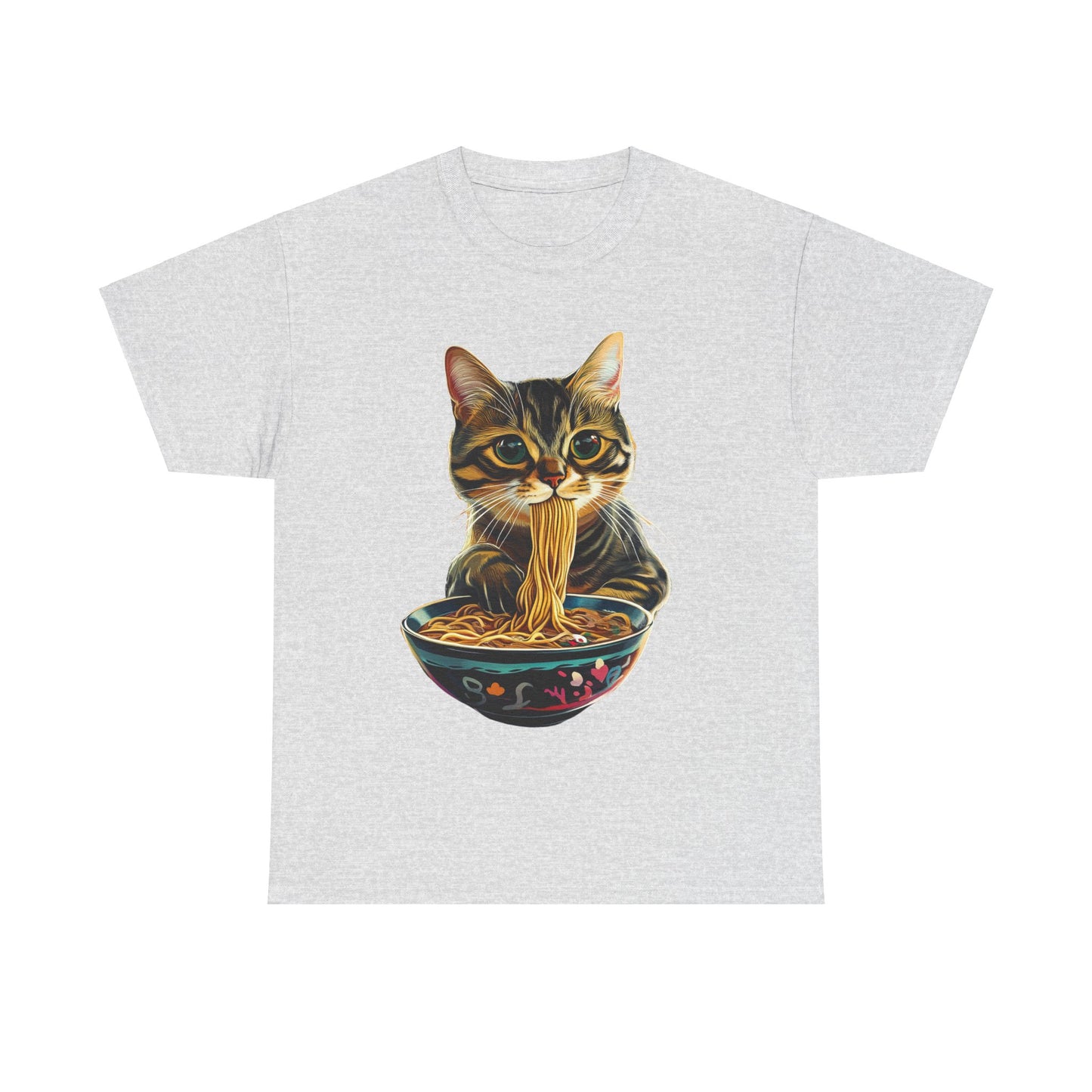 Ramen Cat (Ver 3) Cats and Ramen, Ramen Art Gift - Cute Cats Unisex Heavy Cotton Tee T-Shirt