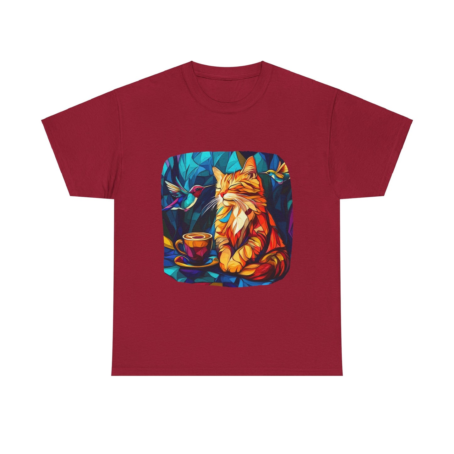 Coffee Cat (V2) - Cats and Coffee , Tea Shirt - T-shirt Coffee Lover - Cat Lover Unisex Heavy Cotton Tee T-Shirt