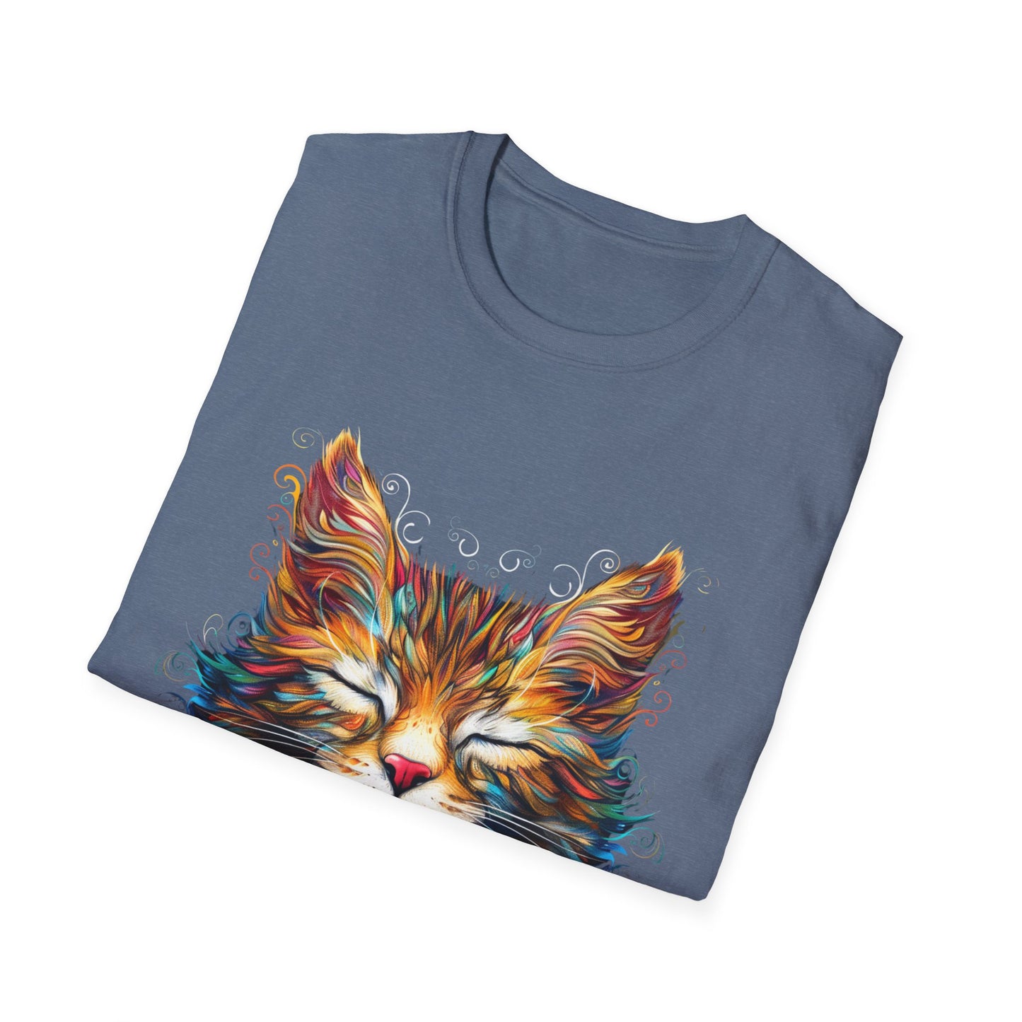 Om Mani Padme Meow - Meditating Cat Shirt, Cat Lover's Graphic Tee Graphic Unisex T- Shirt, T-Shirt Cat Lovers Gift Softstyle T-Shirt Tee Teeshirt Stylized Cat
