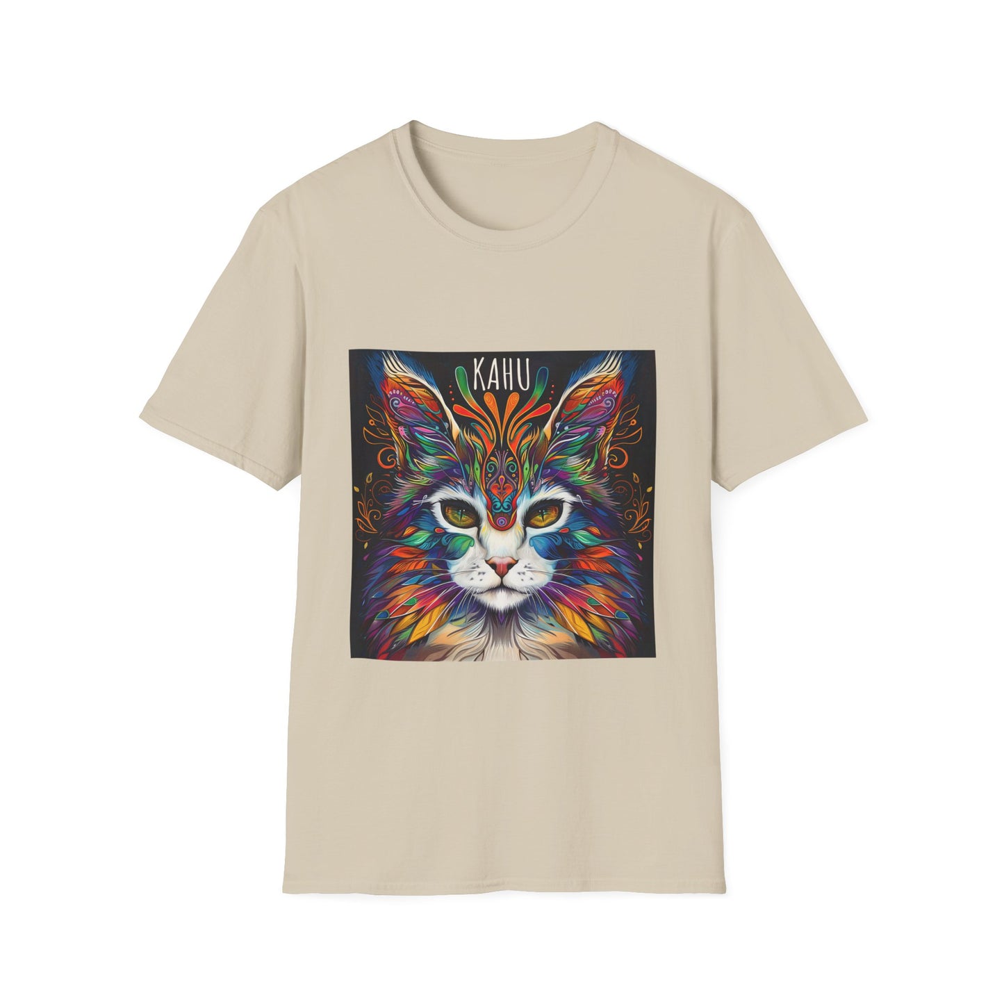 KAHU Cat Shirt, Cat Lover's Graphic Tee Graphic Unisex T- Shirt, T-Shirt Cat Lovers Gift Softstyle T-Shirt Tee Teeshirt Stylized Cat