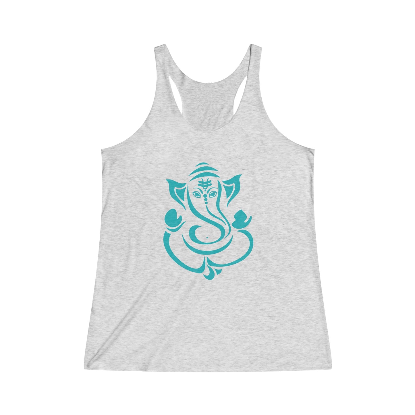 Teal Ganesha Tank Tee, Ganesh, Remover of Obstacles, Women's Yoga Athletic Racerback Tank Top Graphic Tee Shirt