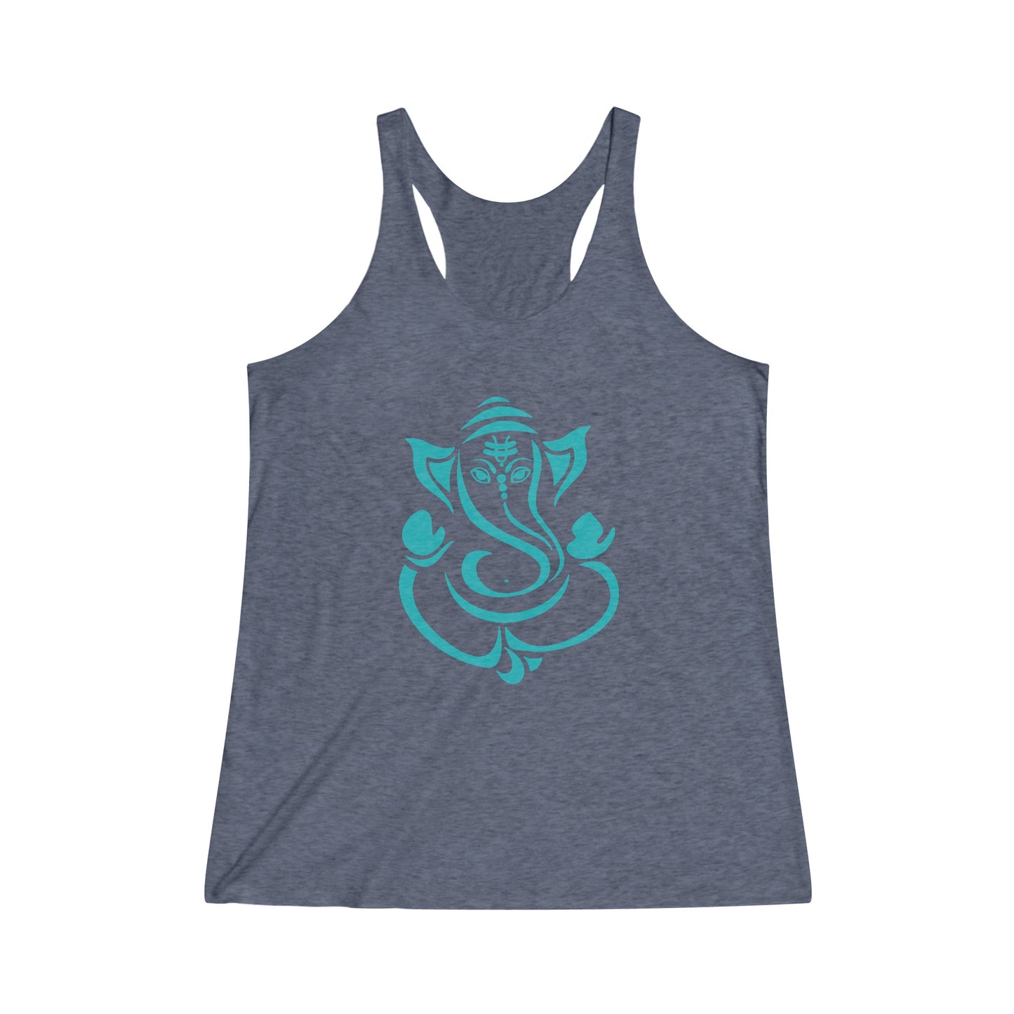 Teal Ganesha Tank Tee, Ganesh, Remover of Obstacles, Women's Yoga Athletic Racerback Tank Top Graphic Tee Shirt