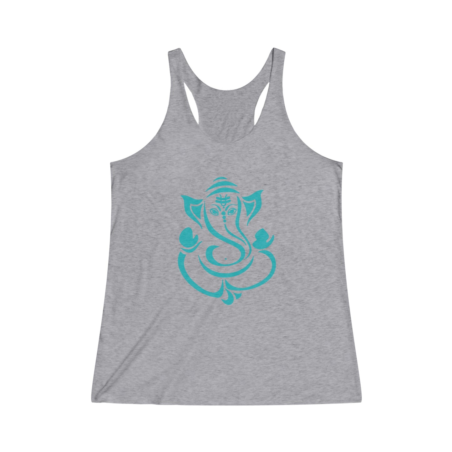 Teal Ganesha Tank Tee, Ganesh, Remover of Obstacles, Women's Yoga Athletic Racerback Tank Top Graphic Tee Shirt