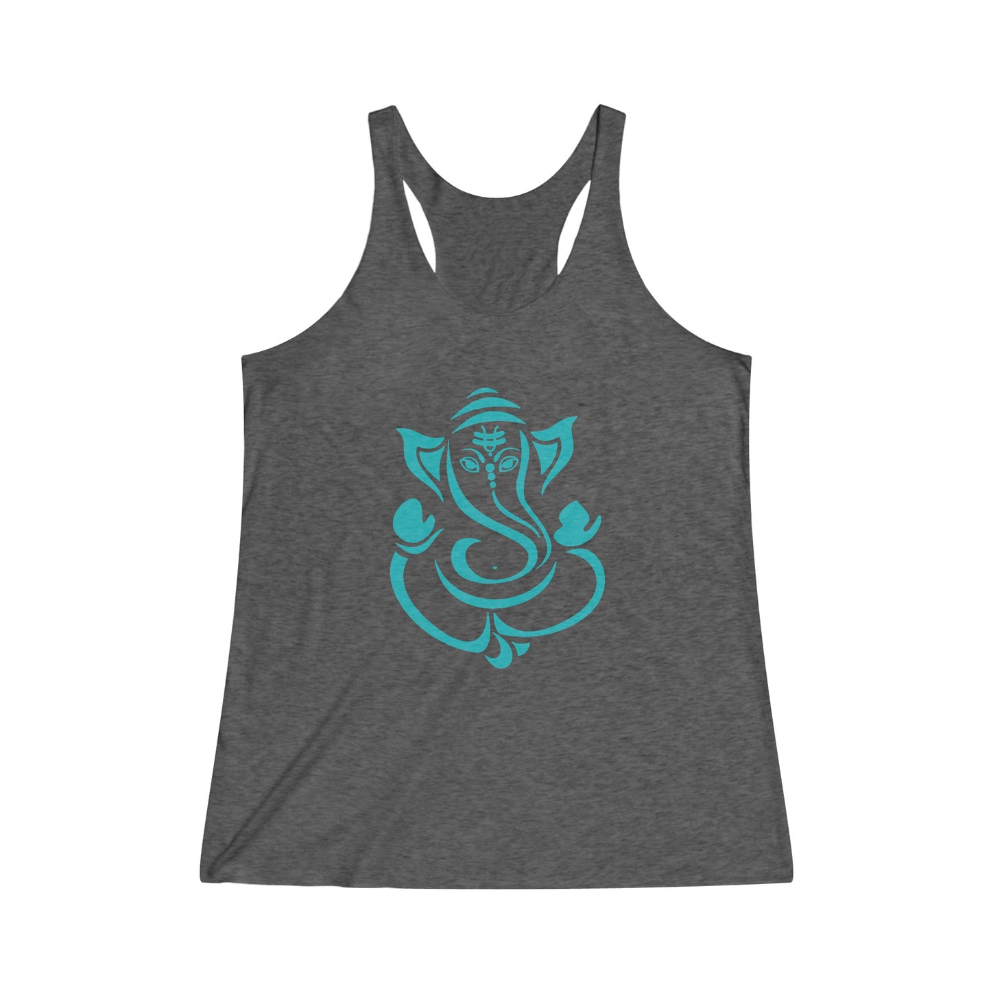 Teal Ganesha Tank Tee, Ganesh, Remover of Obstacles, Women's Yoga Athletic Racerback Tank Top Graphic Tee Shirt