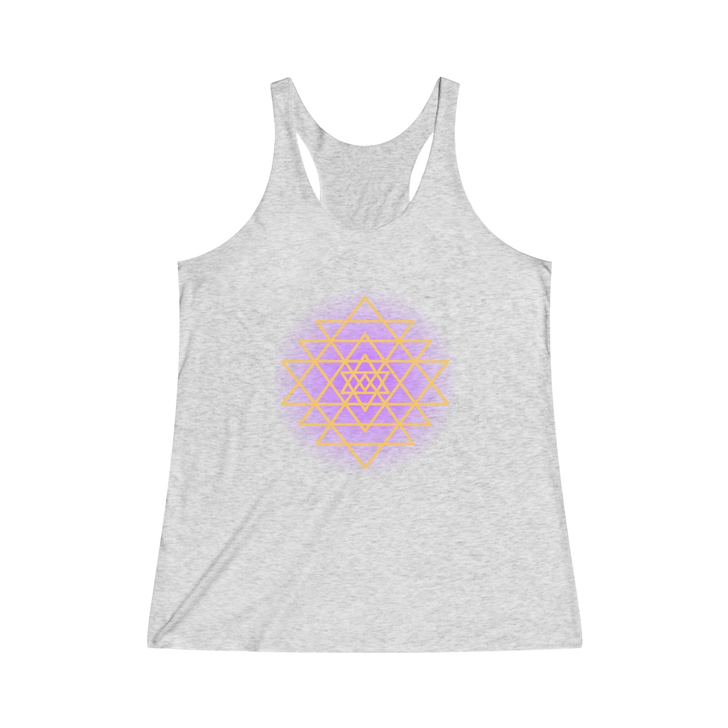 Sri Yantra, Purple Glow -Sacred Geometry - Shree Yantra, Shri Chakra, Nava Chakra, Yoga Tank Tee, Women's Yoga Athletic Racerback Tank Top Shirt