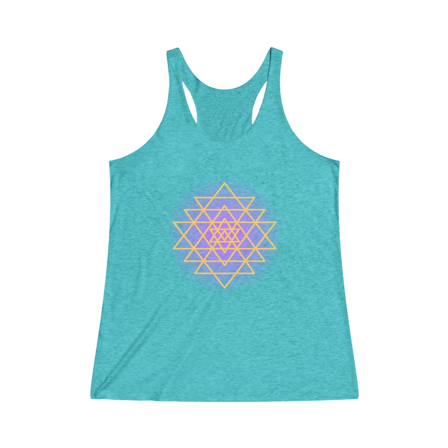 Sri Yantra, Purple Glow -Sacred Geometry - Shree Yantra, Shri Chakra, Nava Chakra, Yoga Tank Tee, Women's Yoga Athletic Racerback Tank Top Shirt