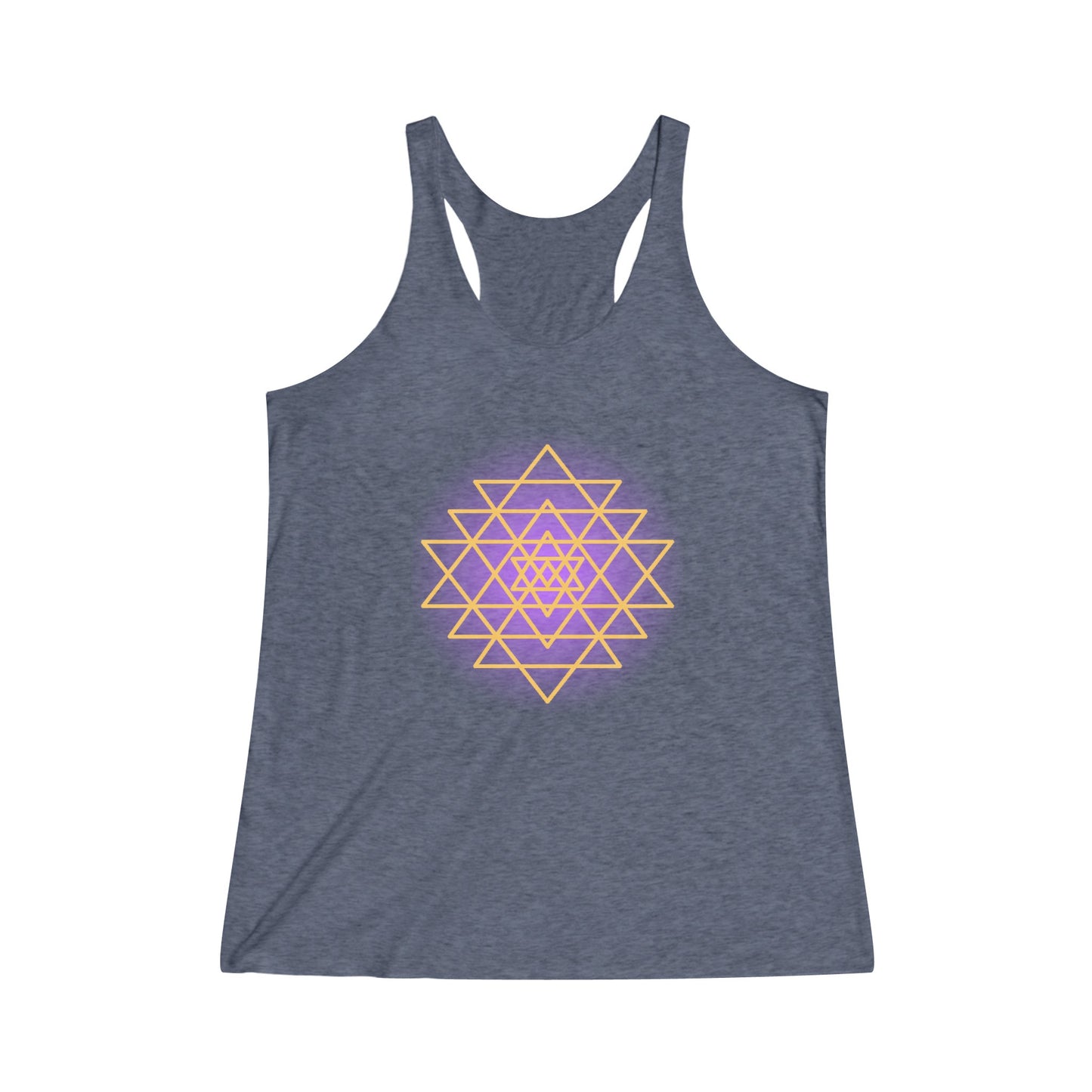 Sri Yantra, Purple Glow -Sacred Geometry - Shree Yantra, Shri Chakra, Nava Chakra, Yoga Tank Tee, Women's Yoga Athletic Racerback Tank Top Shirt