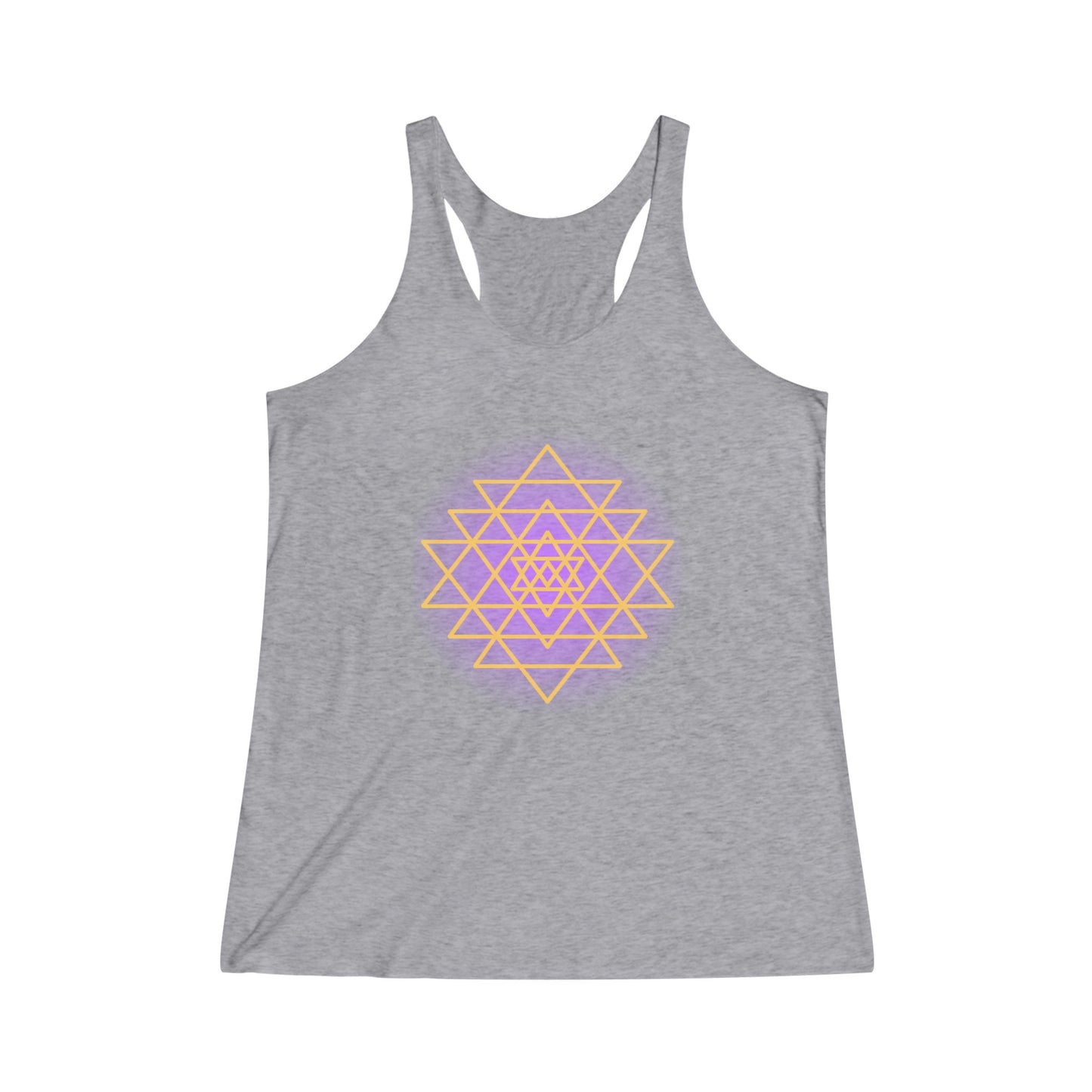 Sri Yantra, Purple Glow -Sacred Geometry - Shree Yantra, Shri Chakra, Nava Chakra, Yoga Tank Tee, Women's Yoga Athletic Racerback Tank Top Shirt